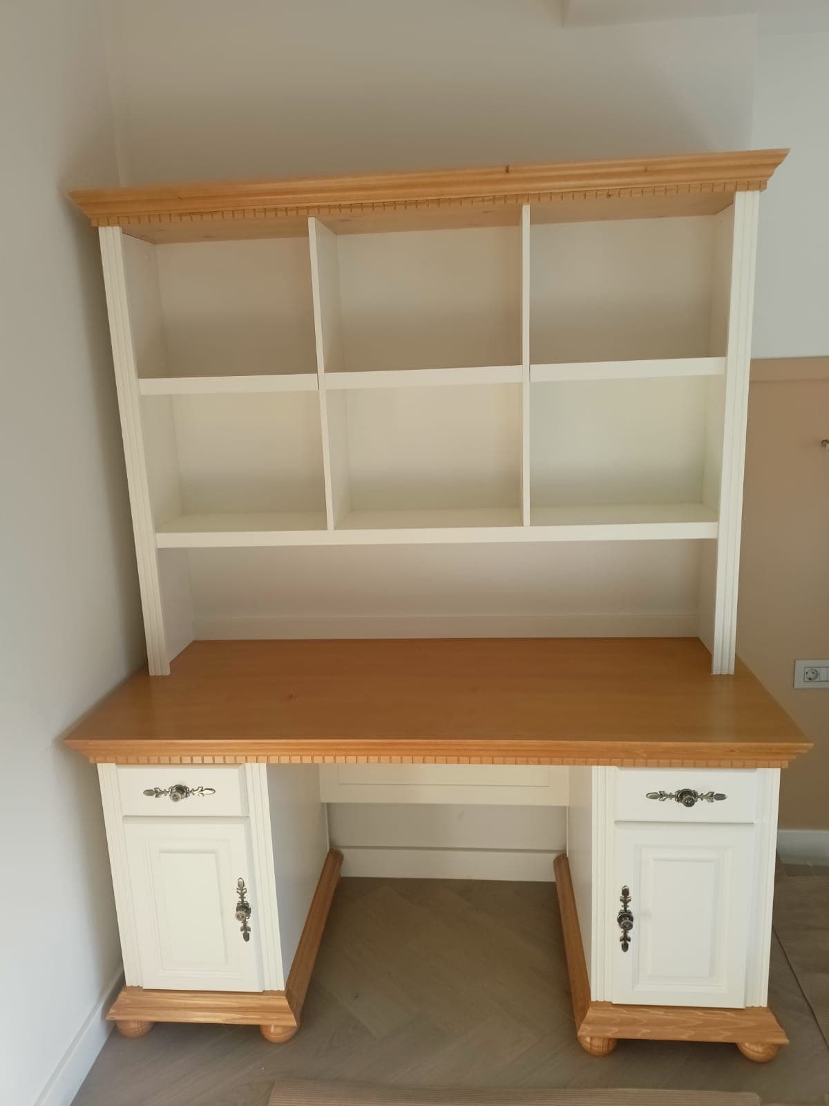 Massivholz-Schreibtisch Fjord, 2-teilig mit Regal