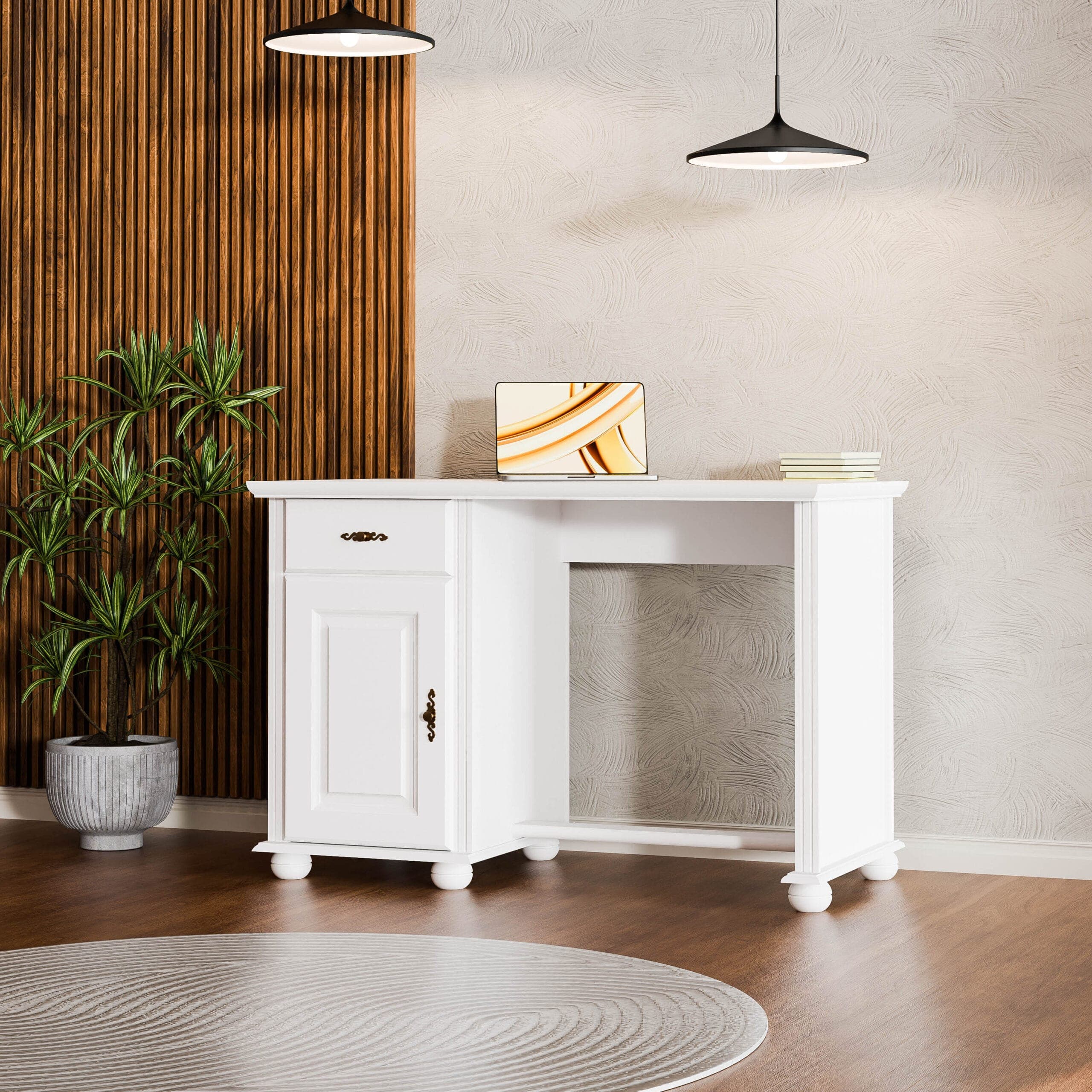 Schreibtisch Nordby aus Massivholz mit Tür und Schublade
