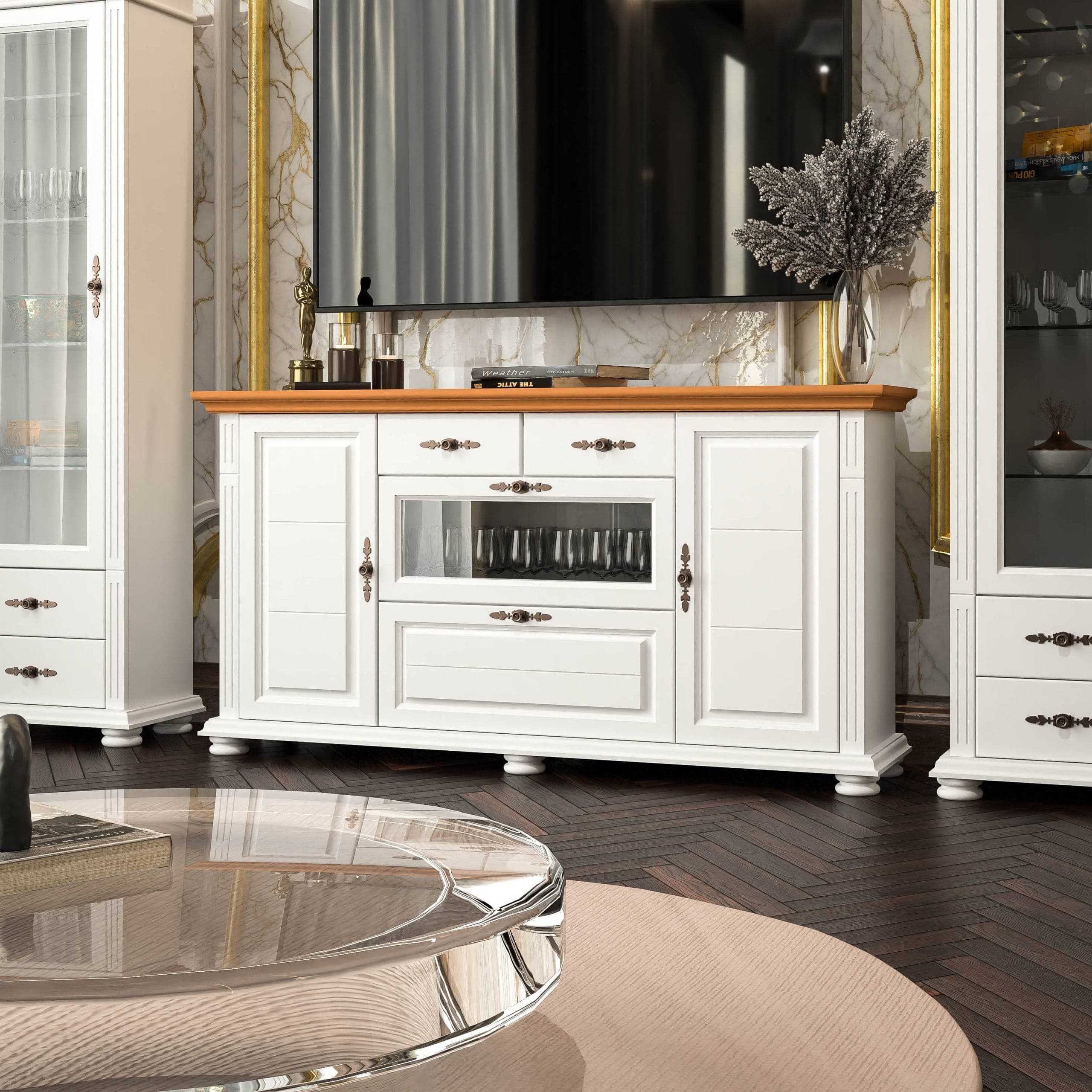 Kommode „Skagen“ mit Ablageplatte, Butterweiß