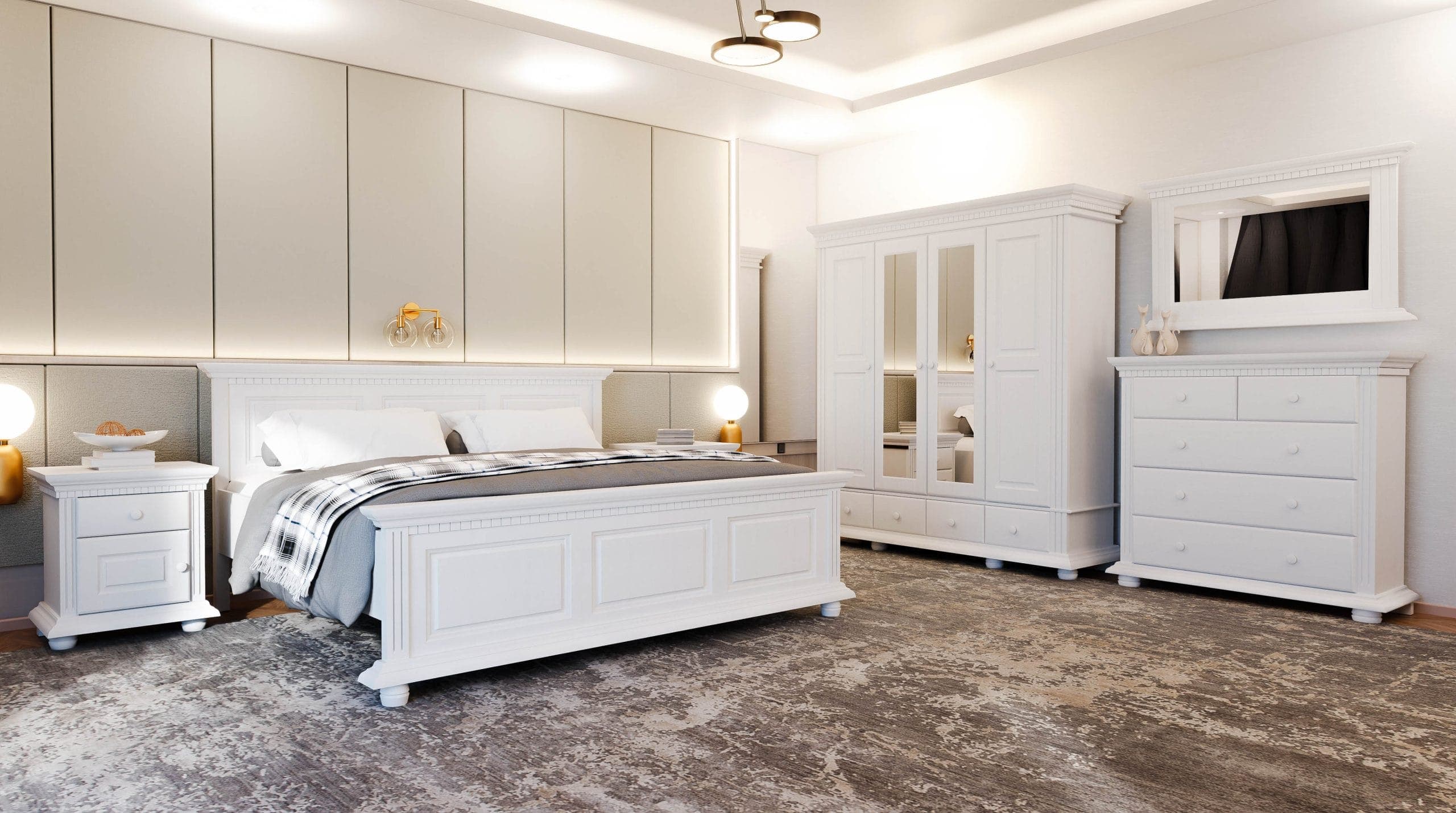 Schlafzimmer Fjord 2 aus Massivholz mit Bett und Kommode