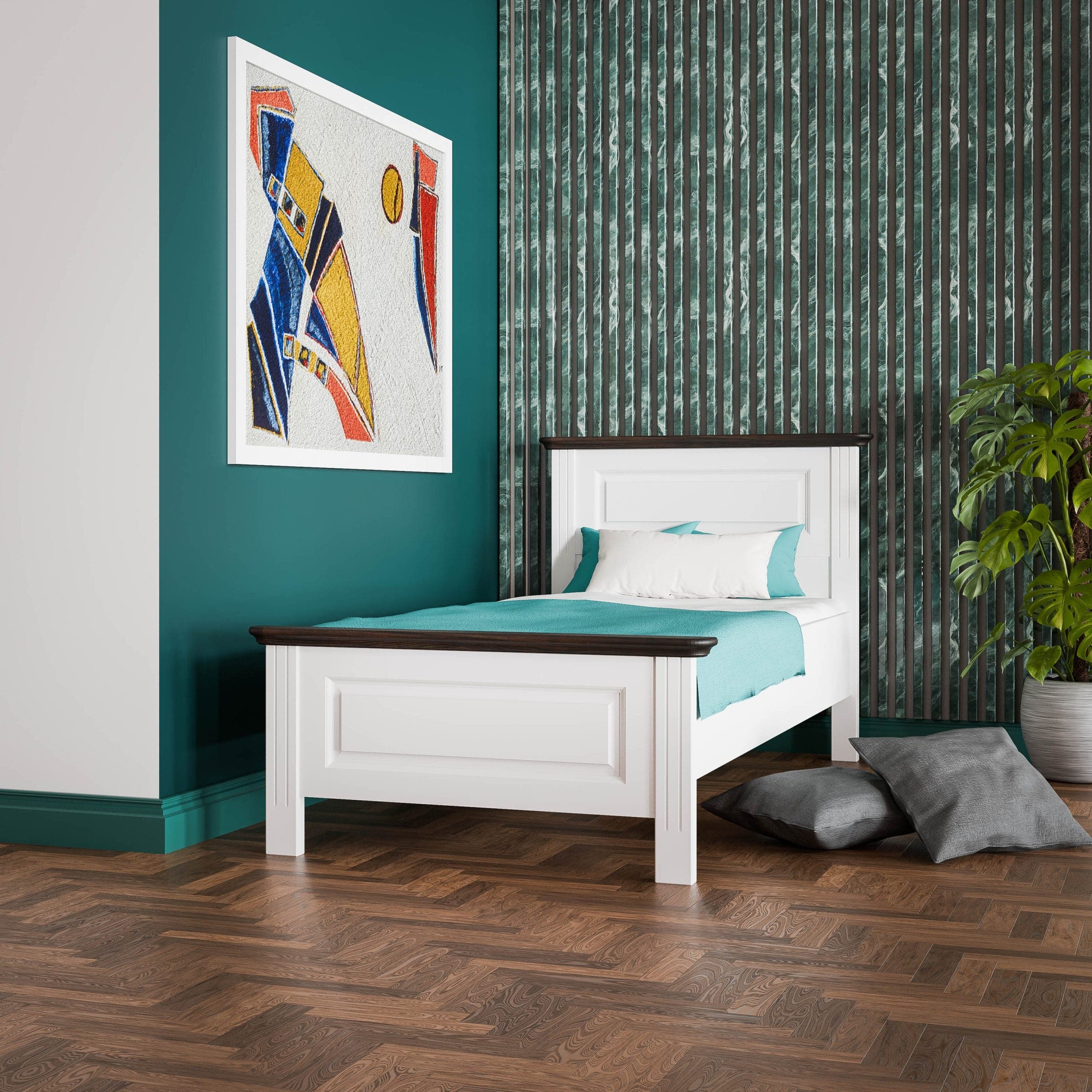 Massivholzbett „Nordby“ 90 cm mit Matratzenstützen