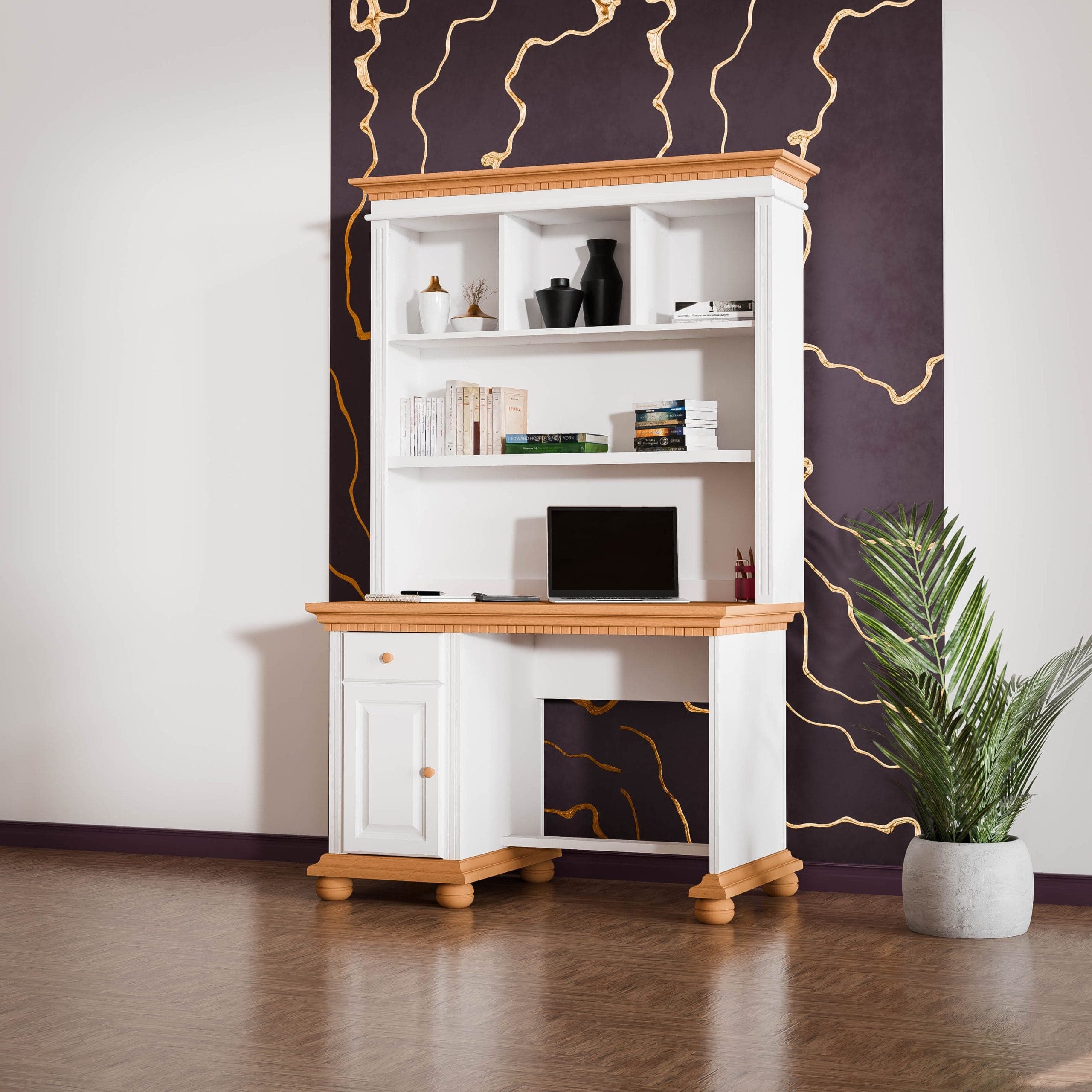 Schreibtisch mit Regal „Fjord“ aus Massivholz