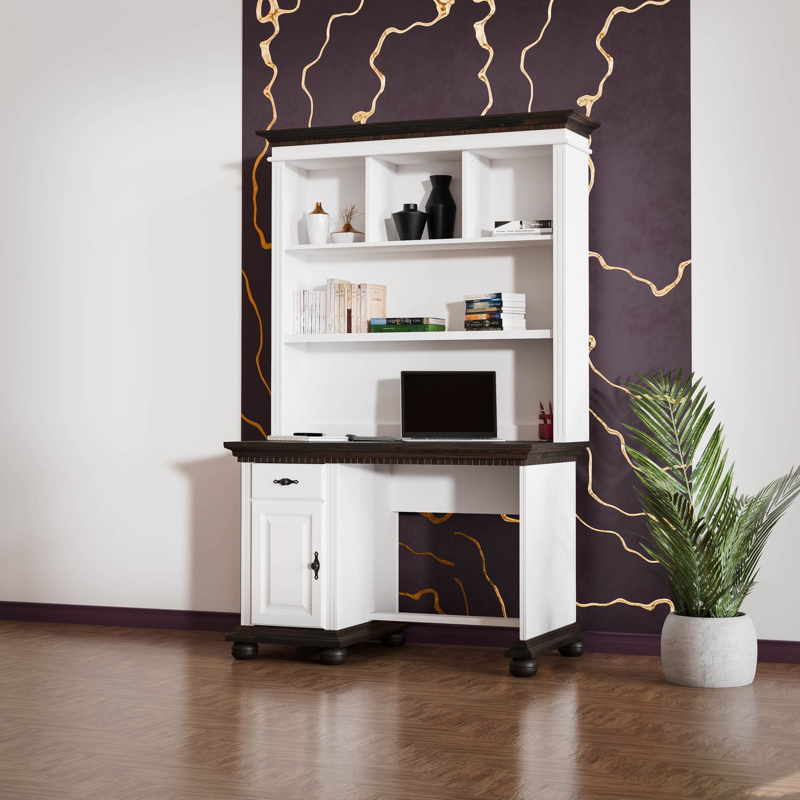 Schreibtisch mit Regal „Fjord“ aus Massivholz