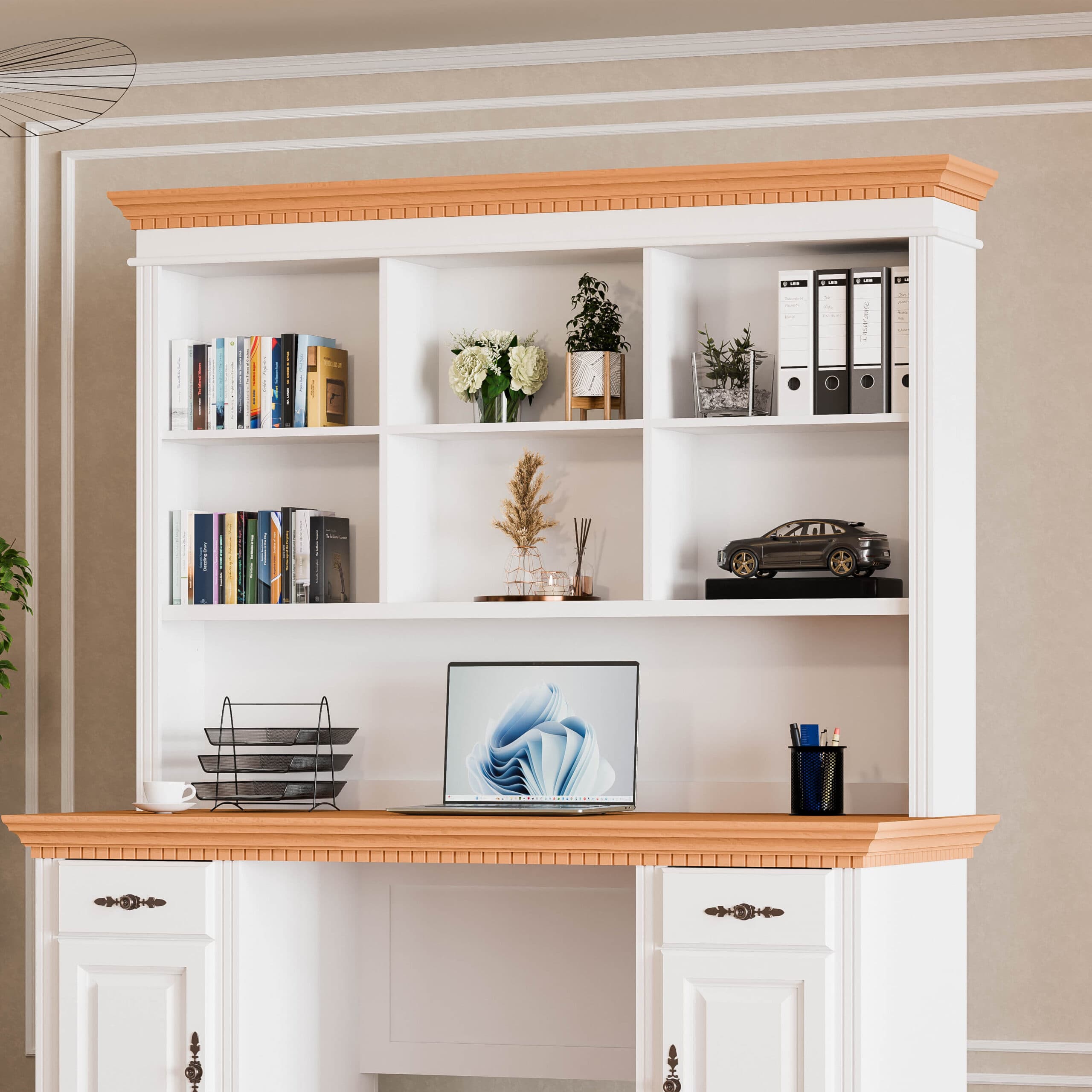 Büro-Regal „Fjord“ mit 2 Fächern aus Massivholz