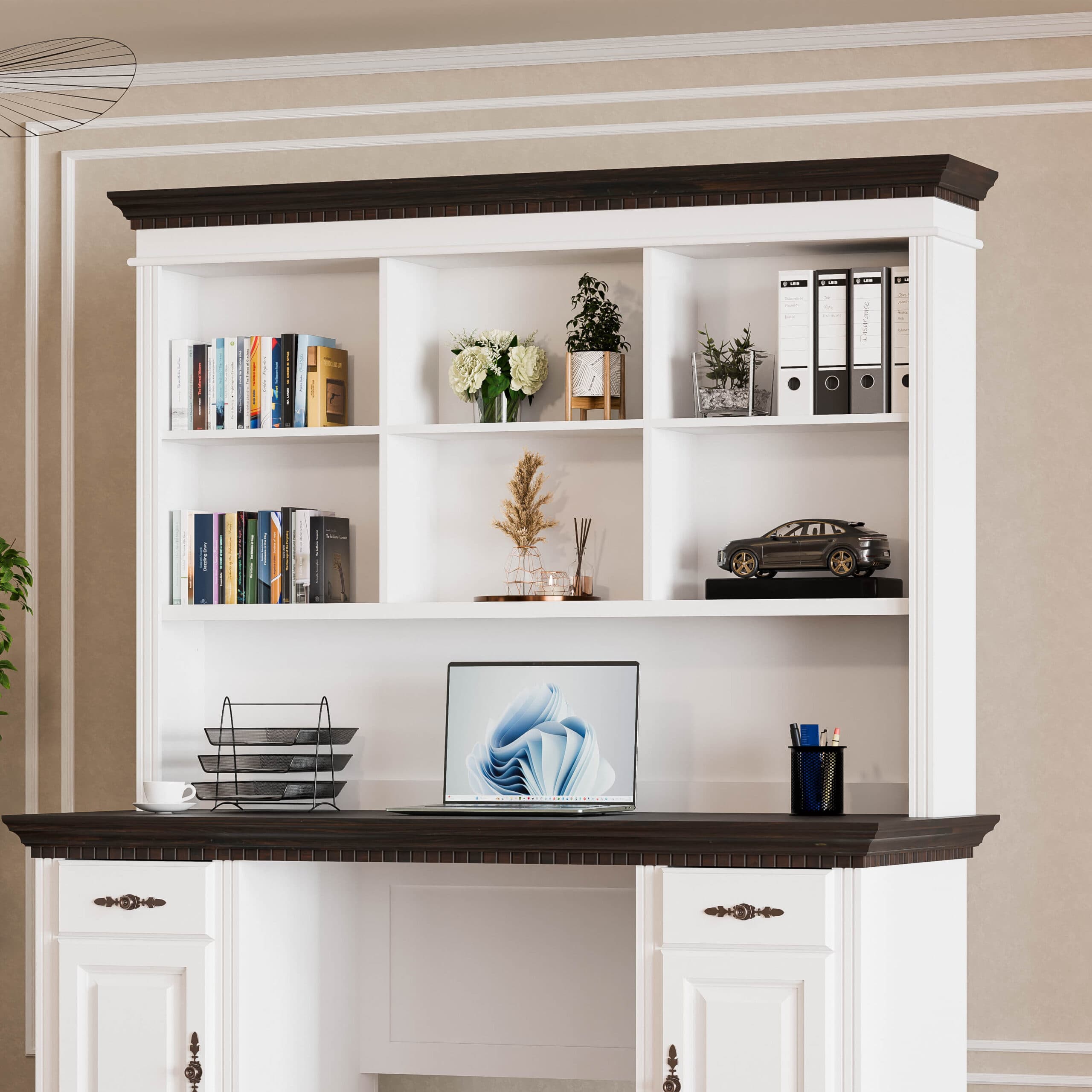 Büro-Regal „Fjord“ mit 2 Fächern aus Massivholz