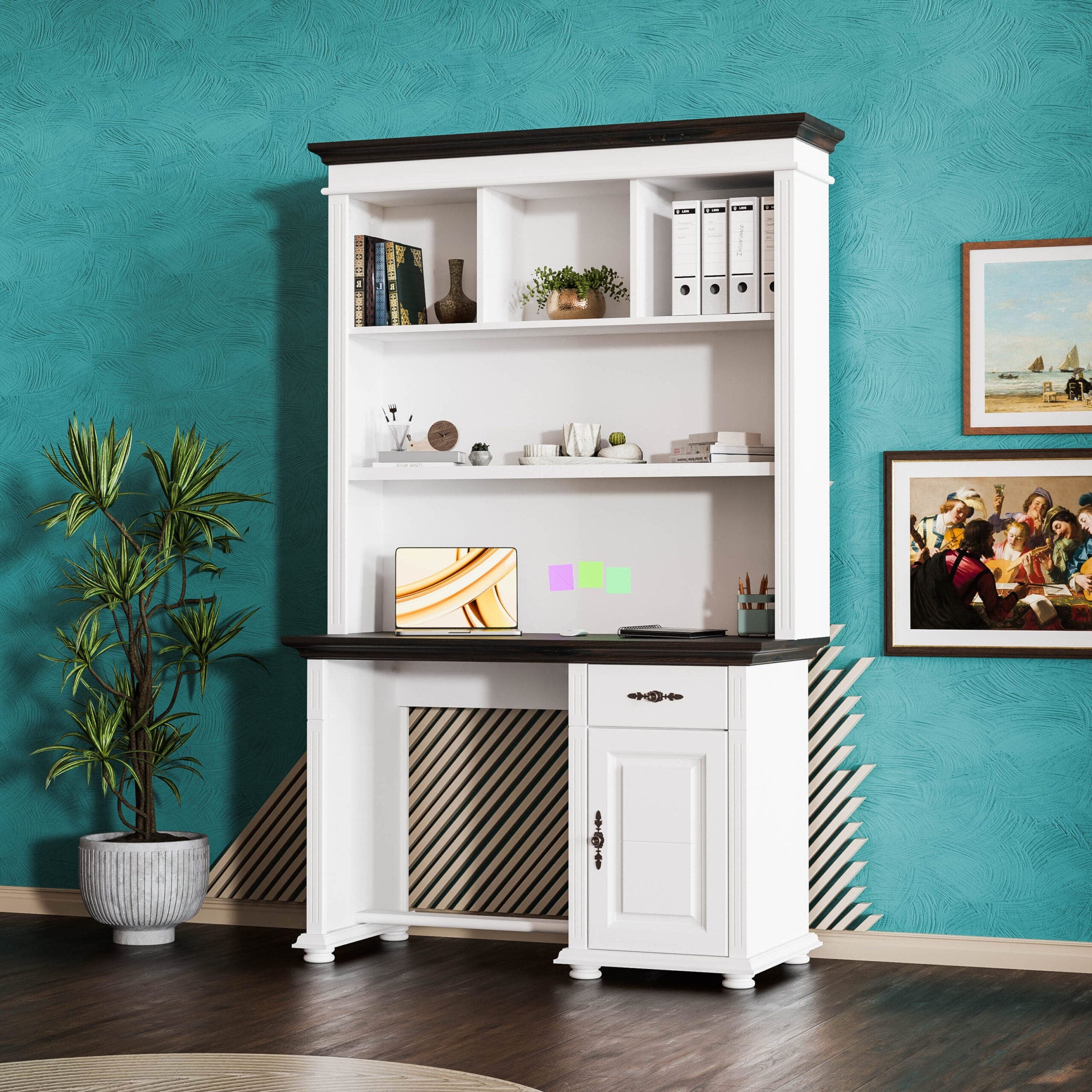 Schreibtisch mit Regal „Skagen“ aus Massivholz