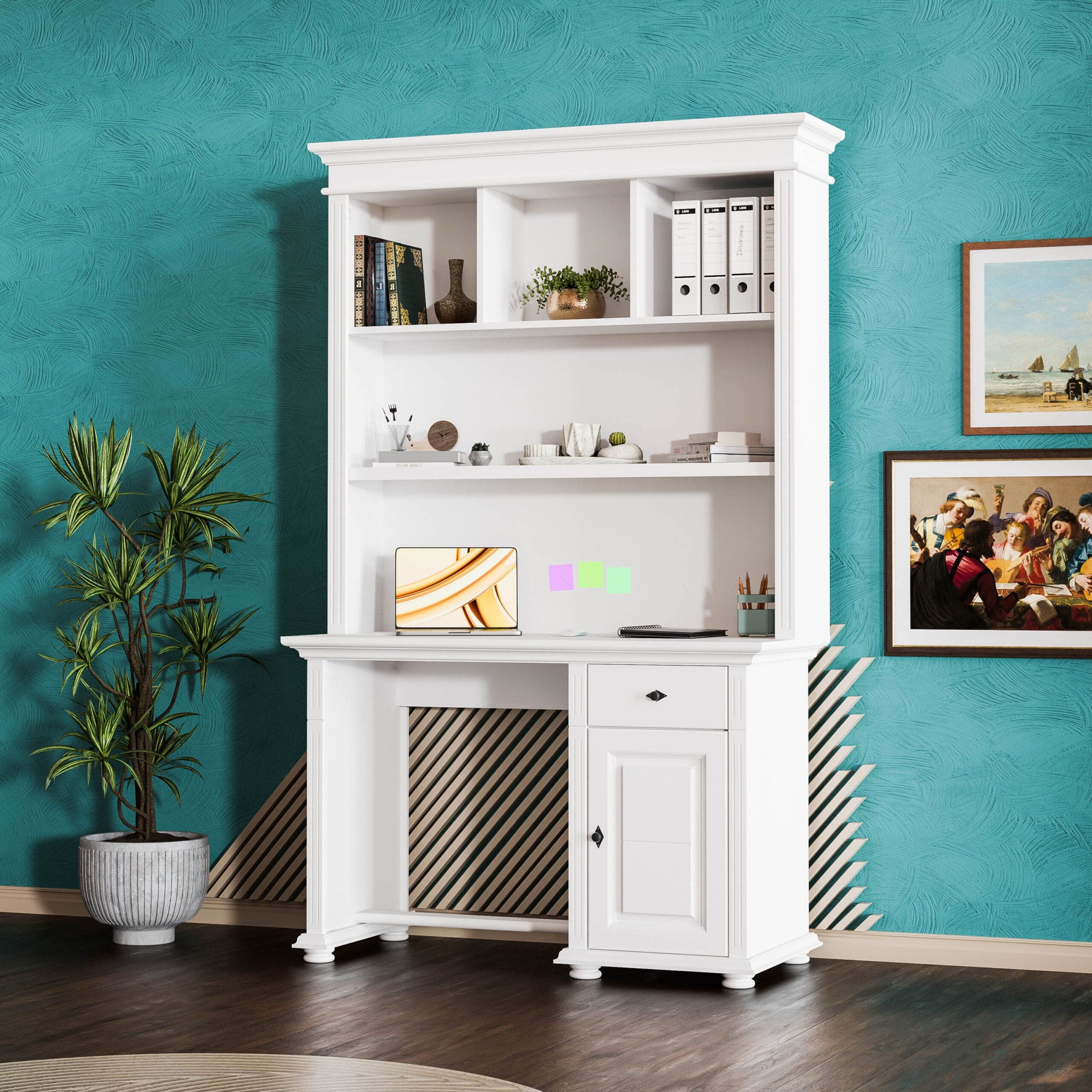 Schreibtisch mit Regal „Skagen“ aus Massivholz