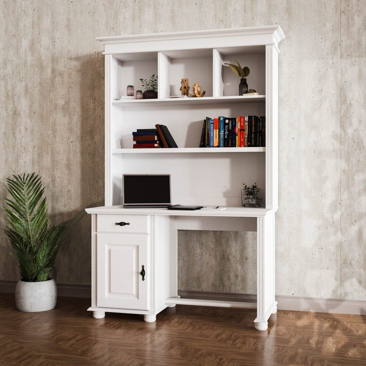 Schreibtisch mit Regal Nordby aus Massivholz fürs Homeoffice