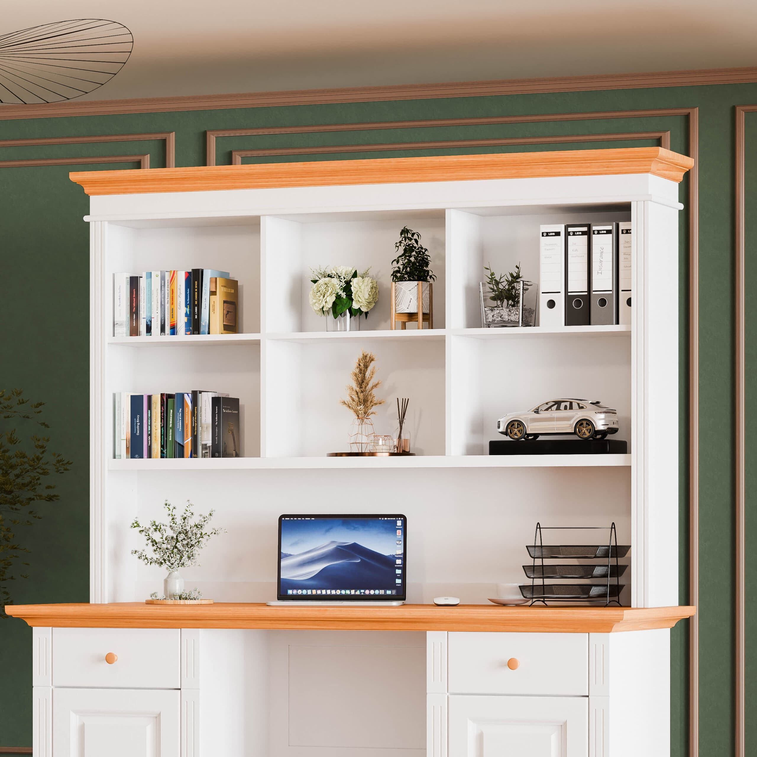 Büro-Regal Skagen aus Massivholz mit 2 Fächern