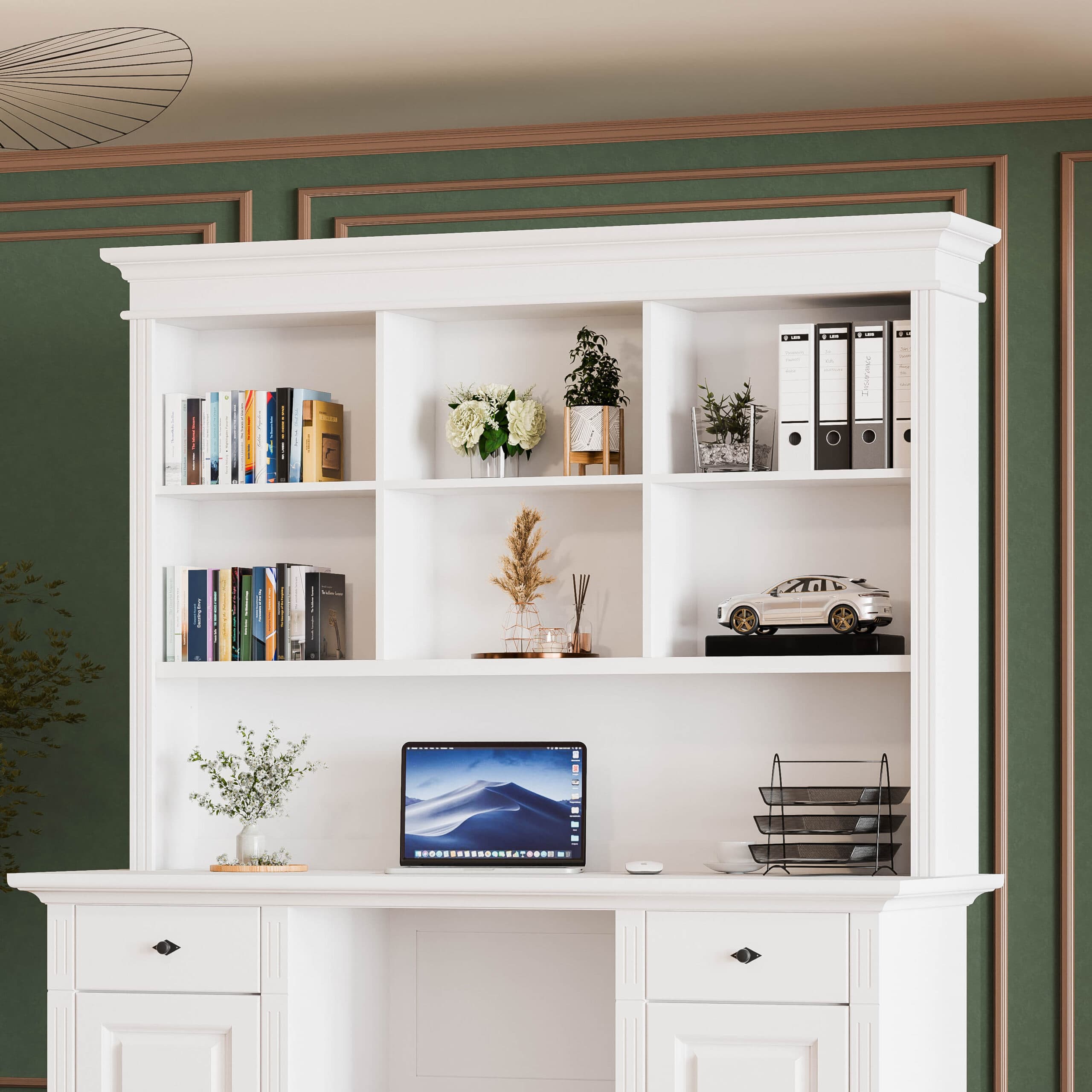 Büro-Regal Skagen aus Massivholz mit 2 Fächern