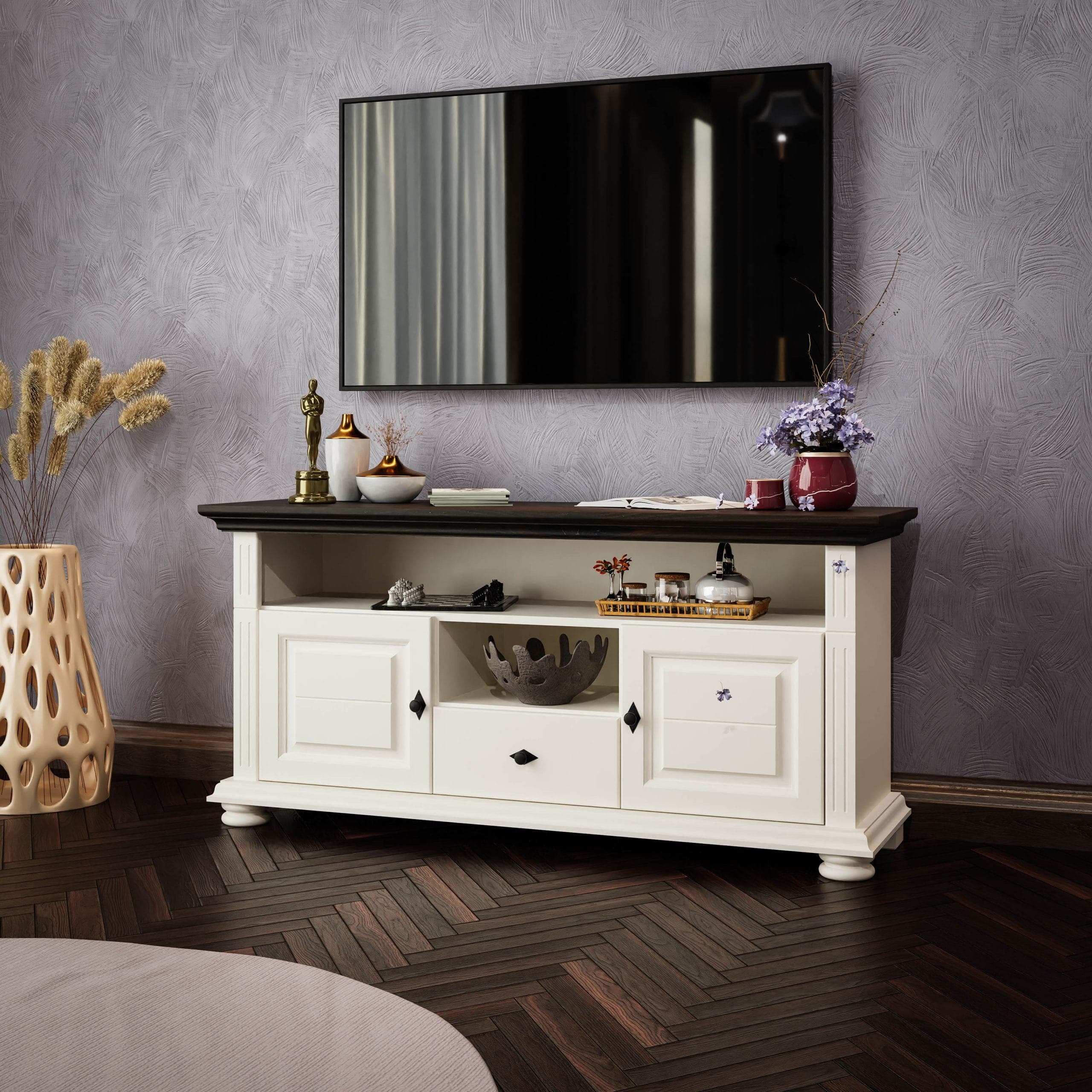 TV-Kommode Skagen Groß aus Massivholz in Vanille