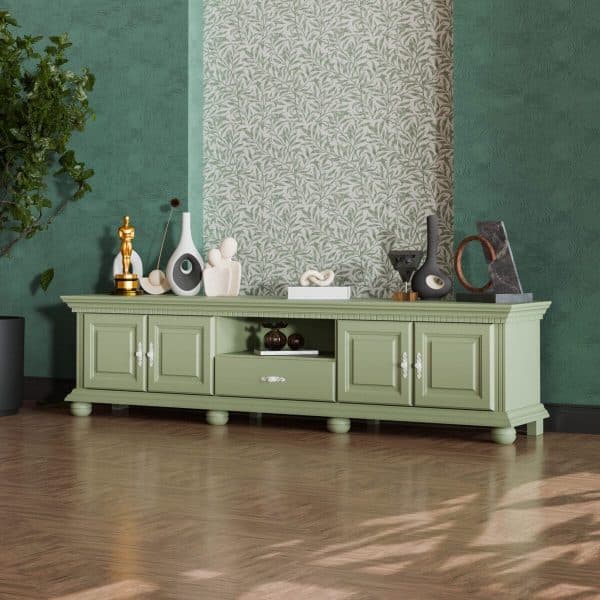 TV-Kommode Fjord 220 cm aus Massivholz in Salbei