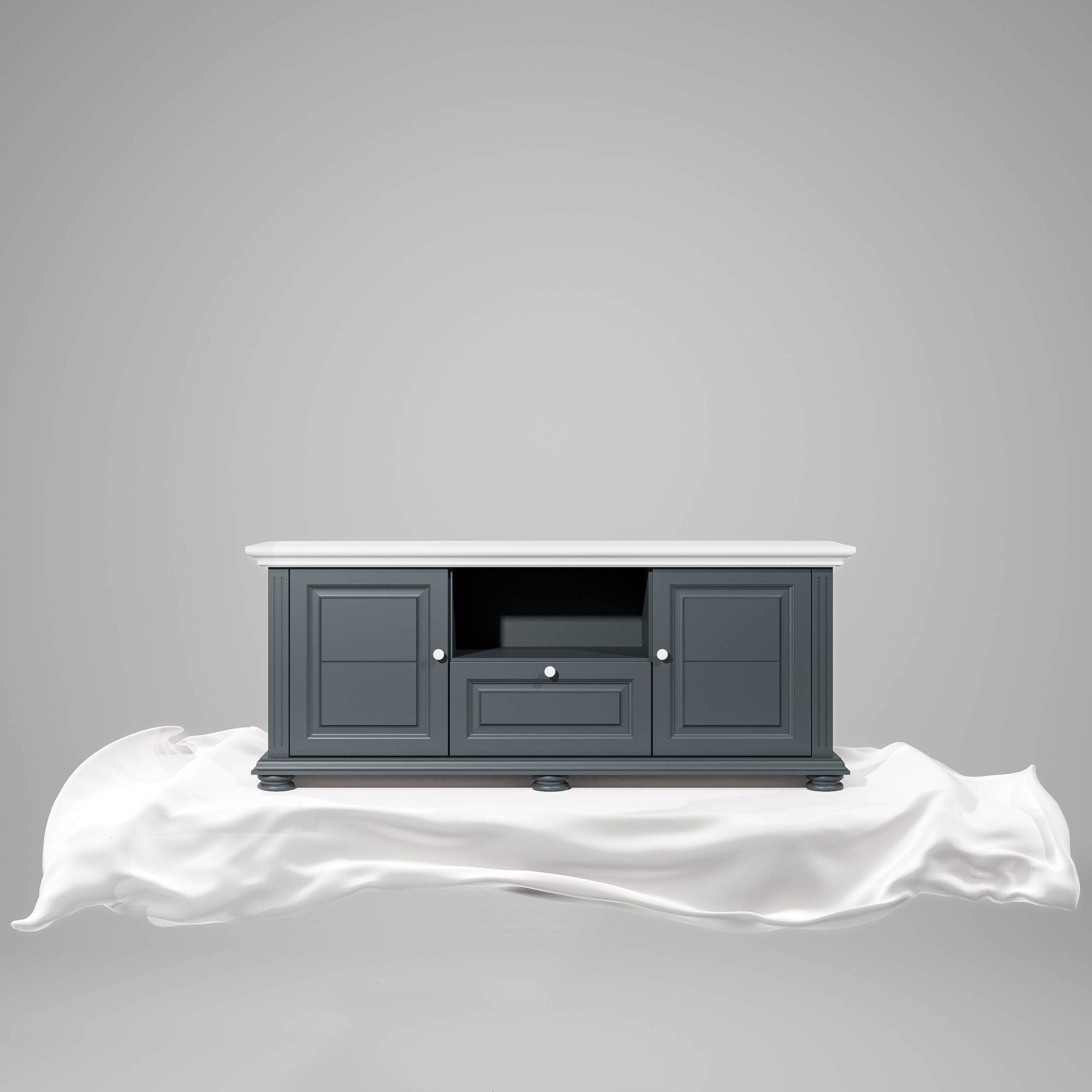 TV-Kommode Skagen 160 cm aus Massivholz, Anthrazit