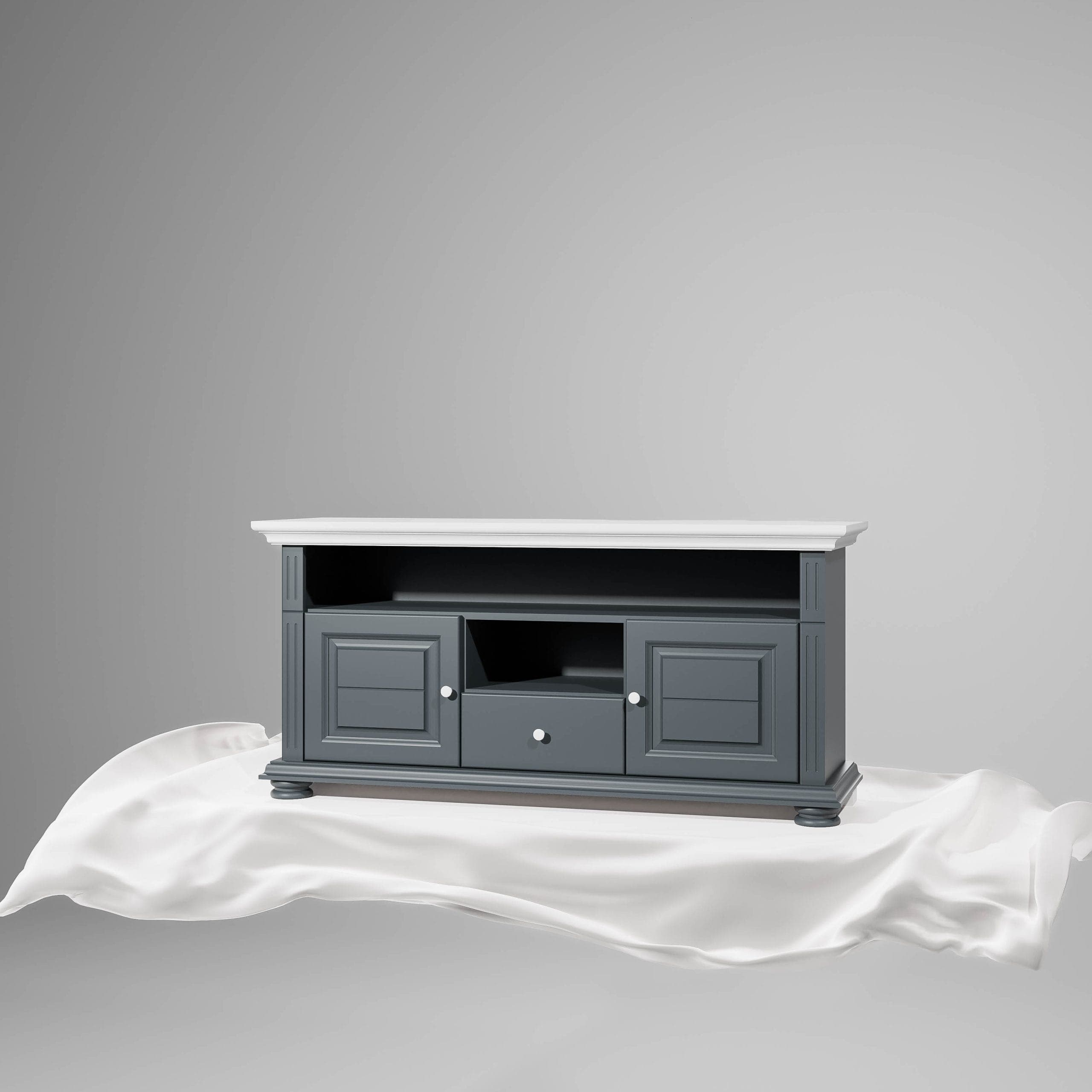 Großer TV-Schrank Skagen aus Massivholz, Anthrazit