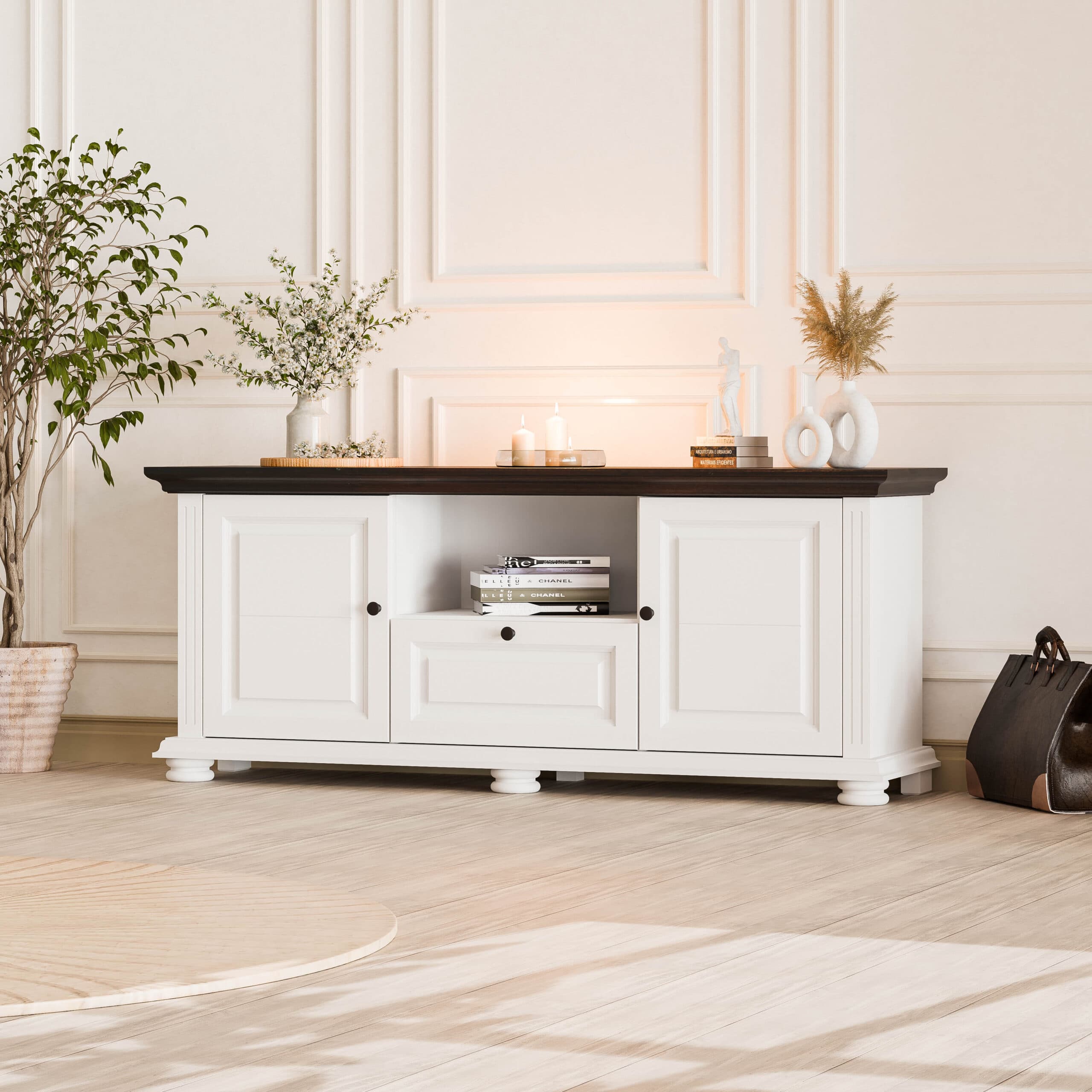 TV-Kommode 160 „Skagen“ aus Massivholz, modern und elegant