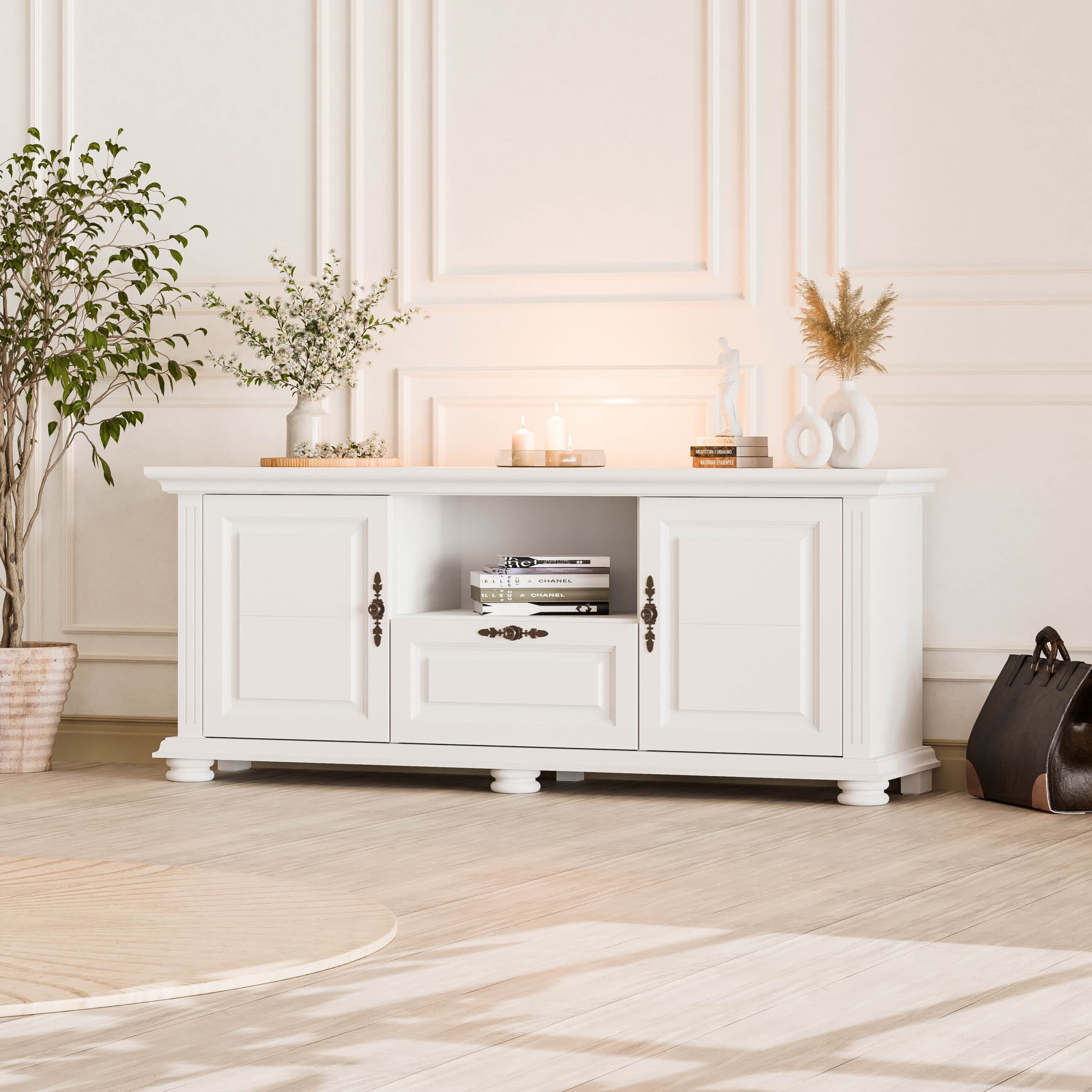 TV-Kommode 160 „Skagen“ aus Massivholz, modern und elegant