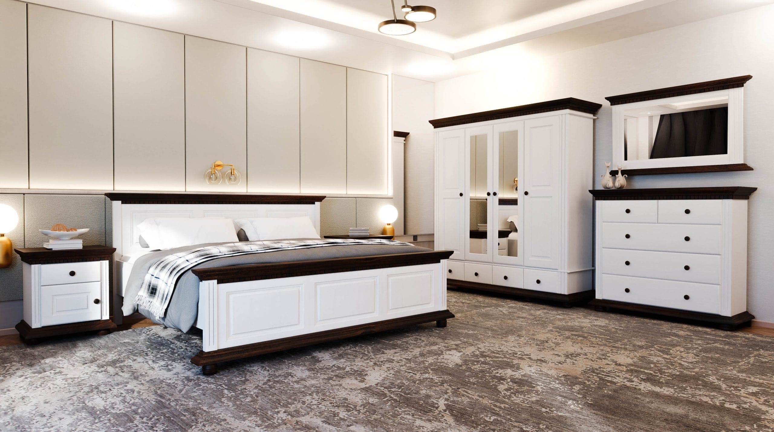 Schlafzimmer Fjord 2 aus Massivholz mit Bett und Kommode