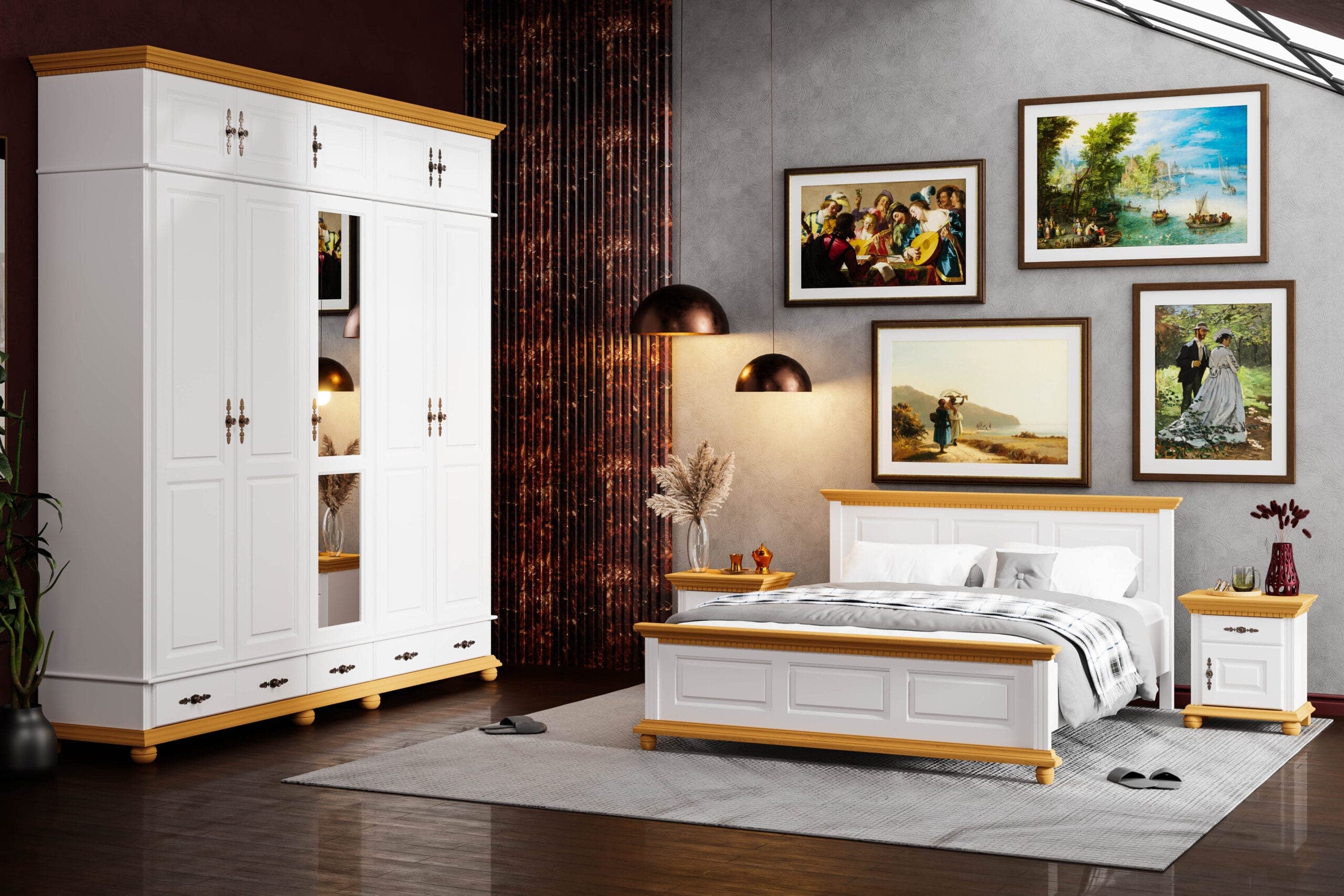 Massivholz-Schlafzimmerset „Fjord 10“ mit Bett und Schrank