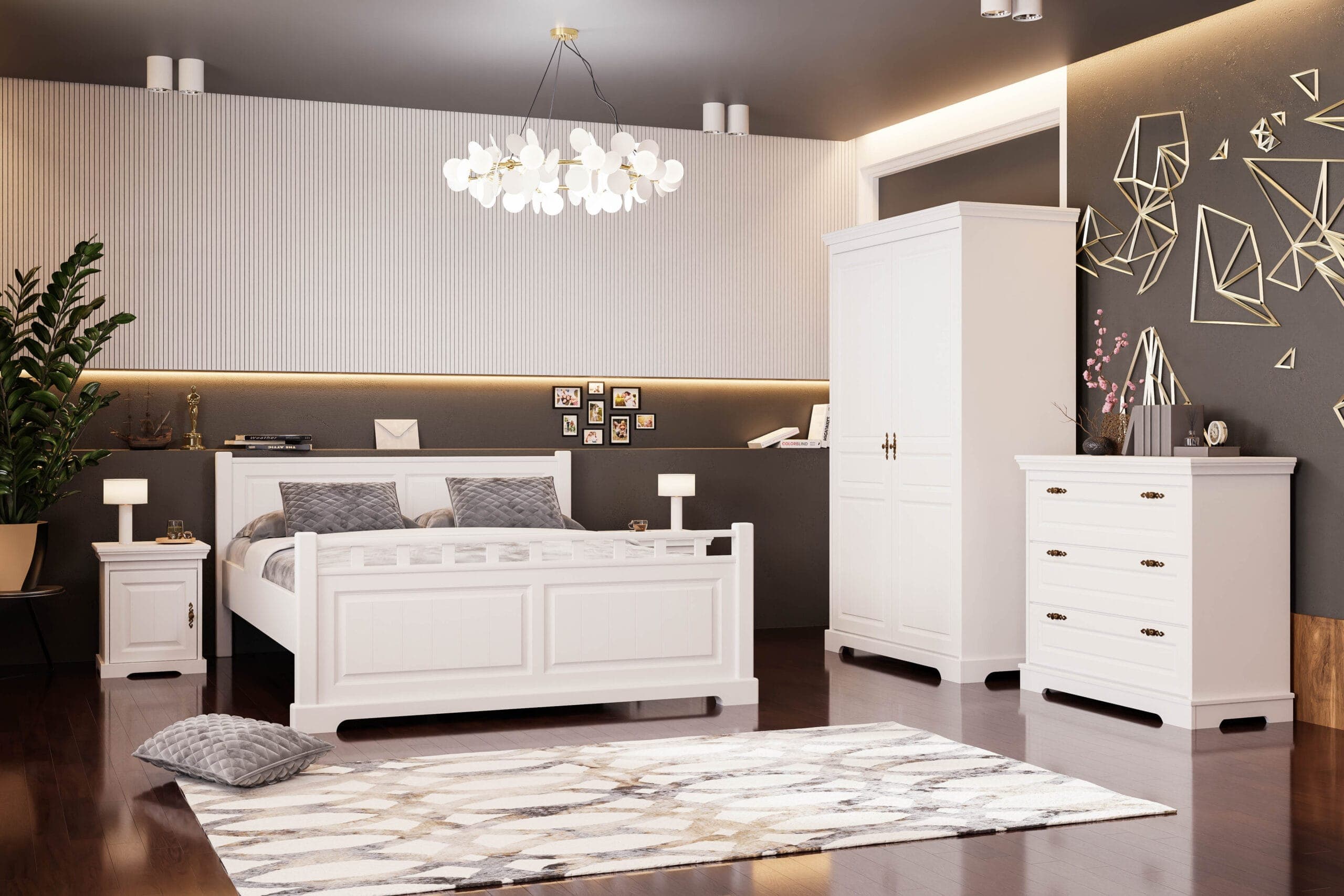 Schlafzimmer Linnea 2 – Massivholz-Set mit Spiegel