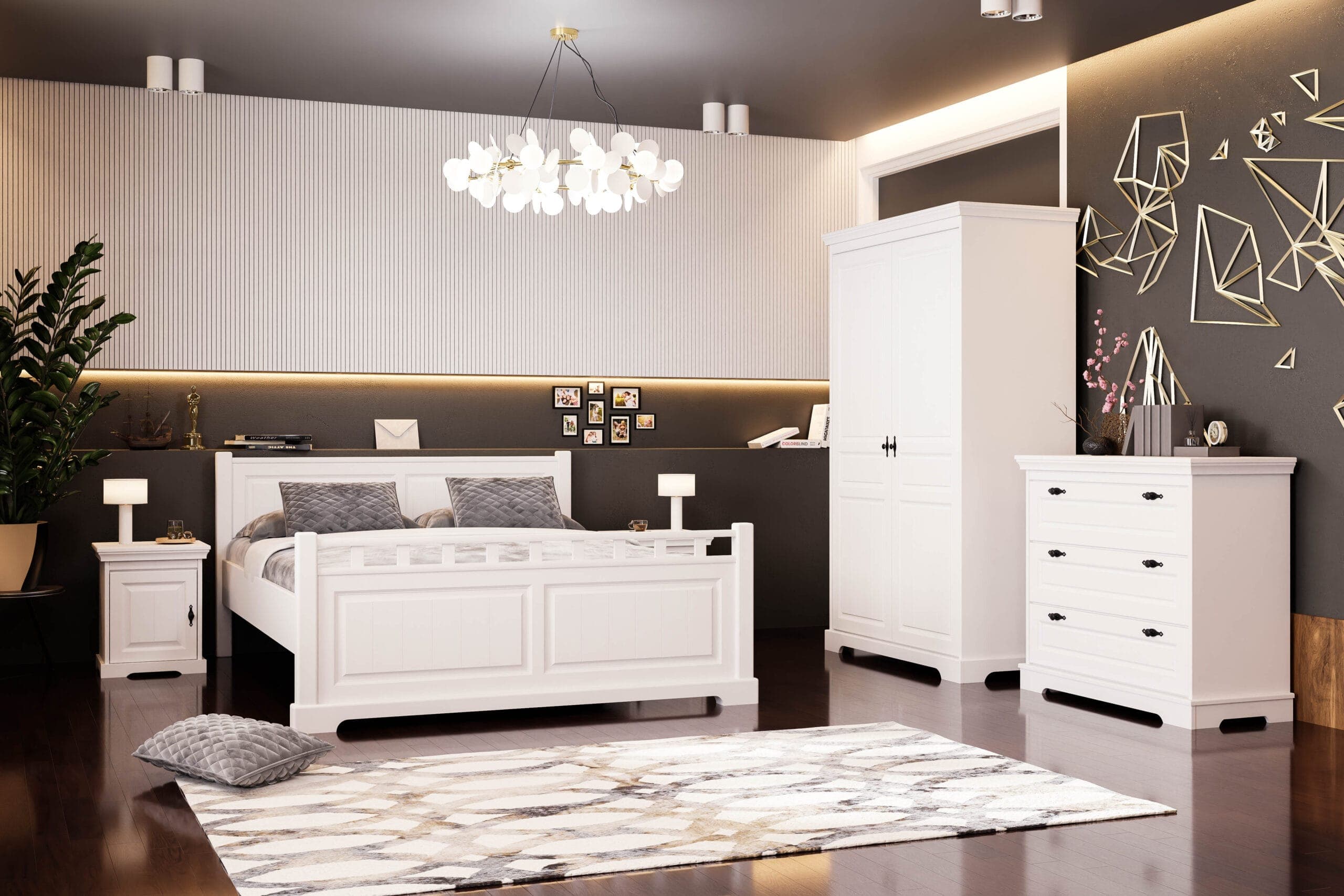 Schlafzimmer Linnea 2 – Massivholz-Set mit Spiegel