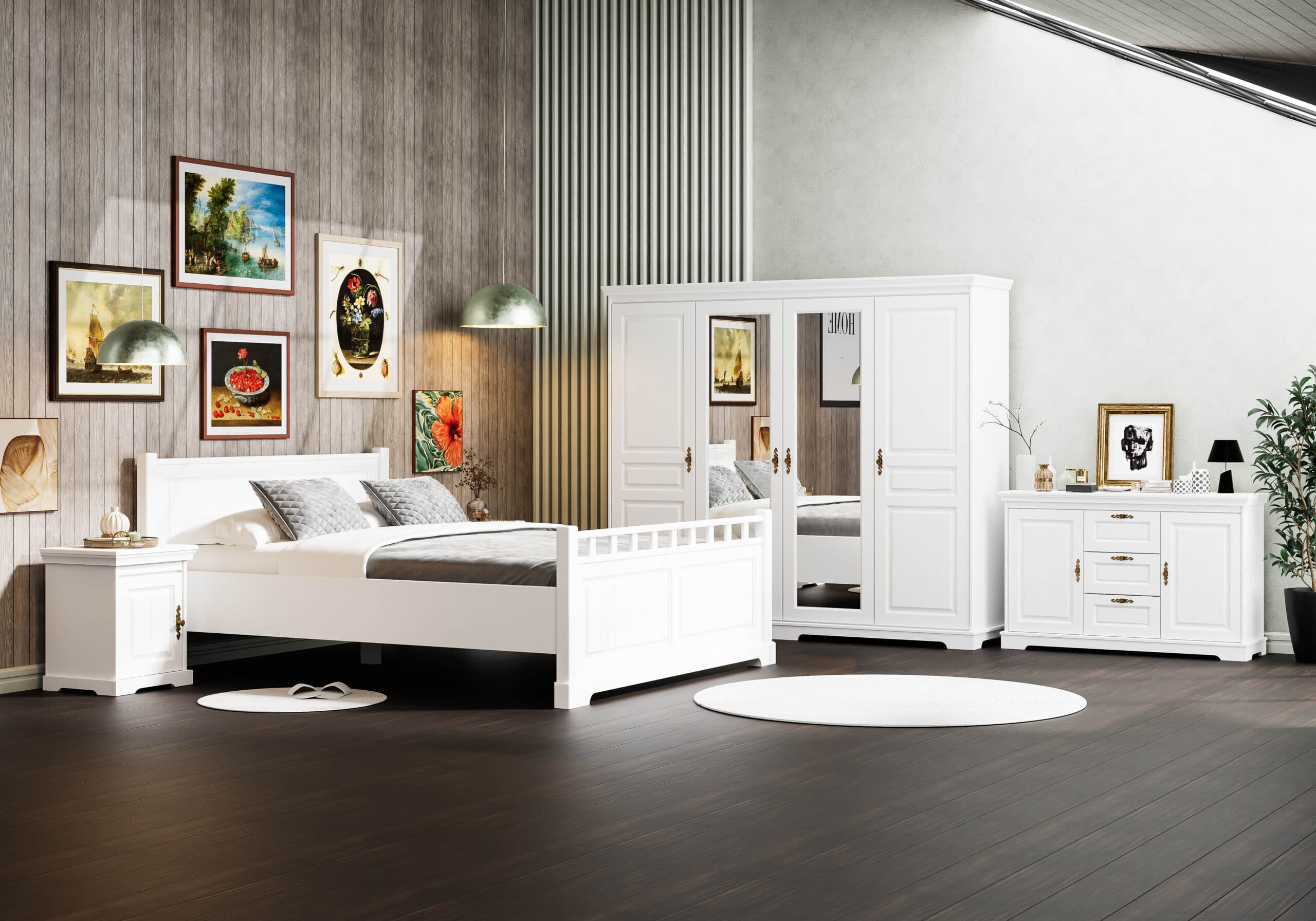 Schlafzimmer Linnea 6 aus Massivholz, mit oder ohne Spiegel