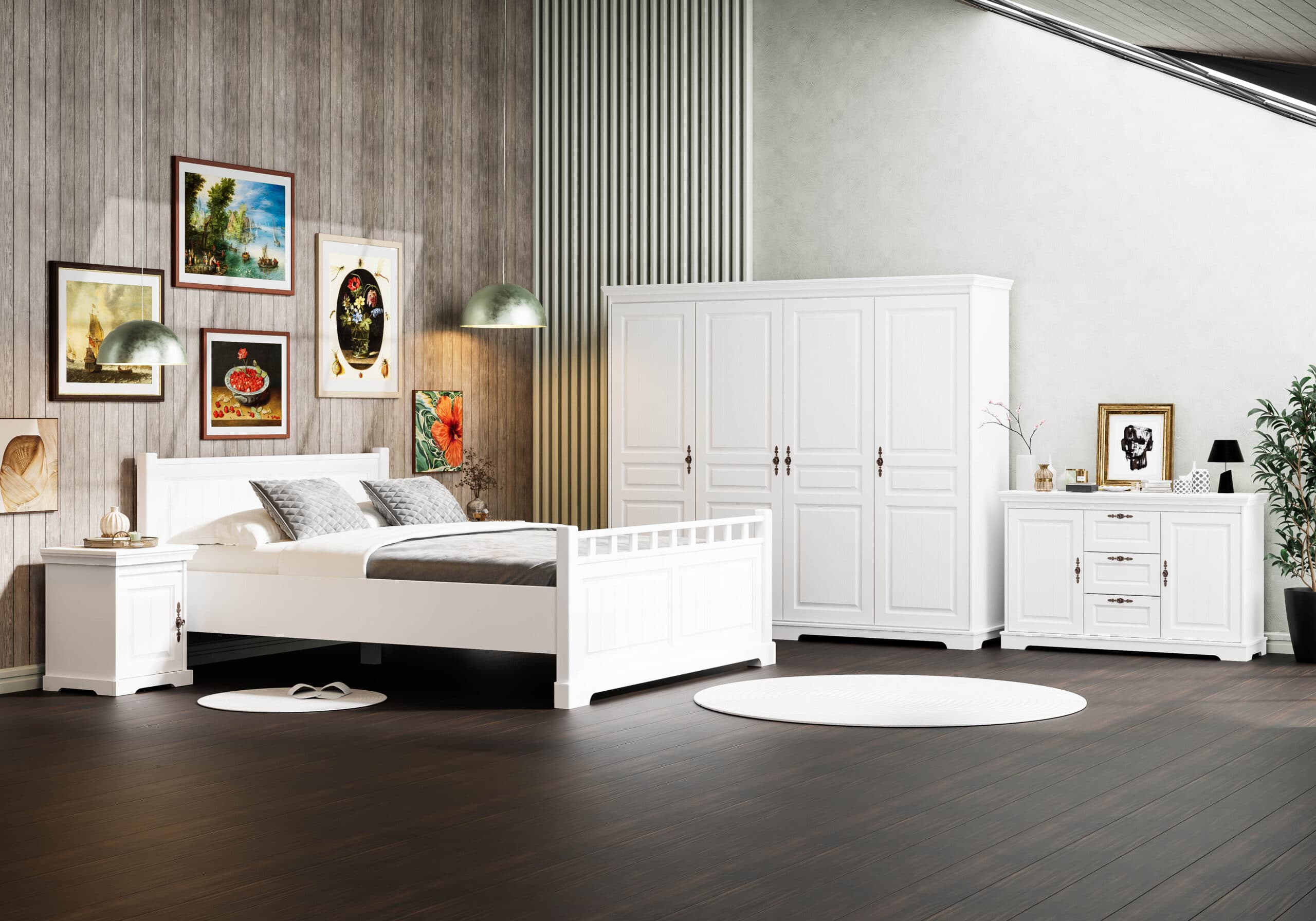 Schlafzimmer Linnea 6 aus Massivholz, mit oder ohne Spiegel