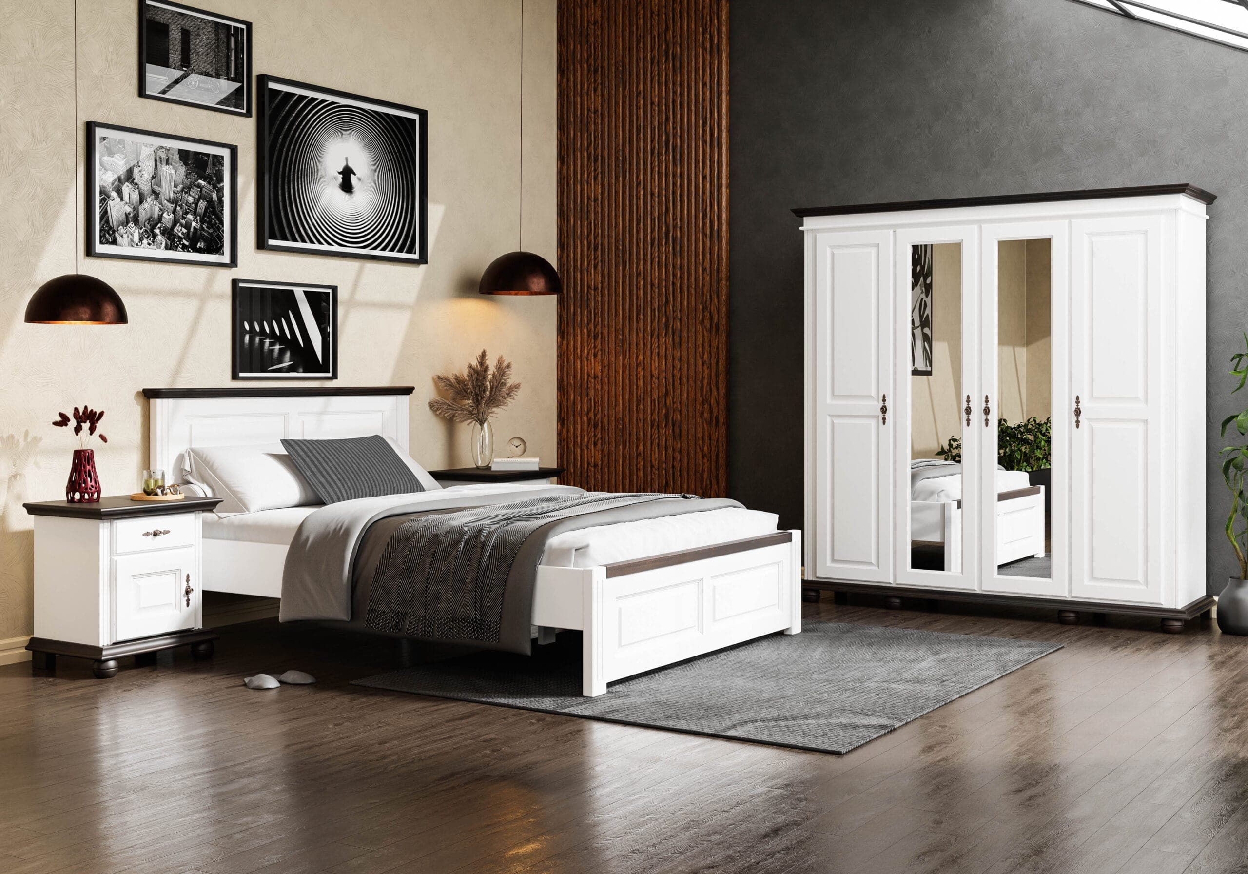 Massivholz-Schlafzimmer „Nordby“ mit Bett und Kleiderschrank