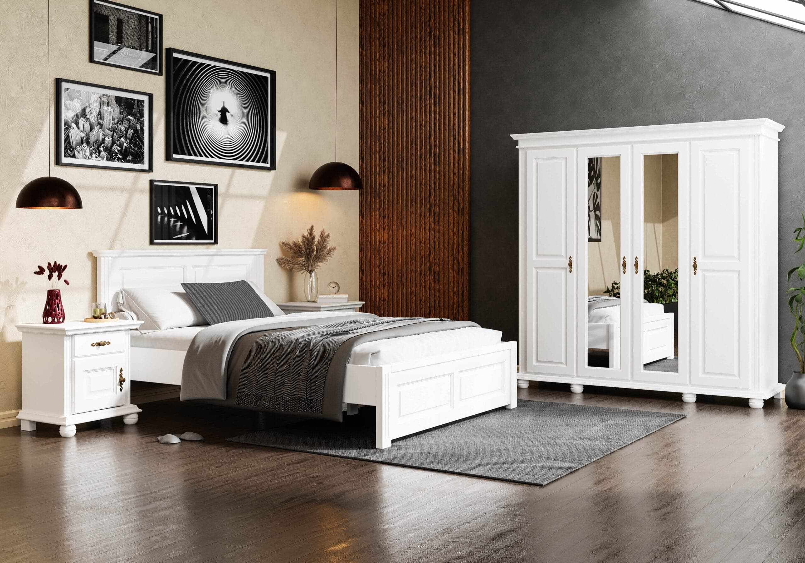 Massivholz-Schlafzimmer „Nordby“ mit Bett und Kleiderschrank