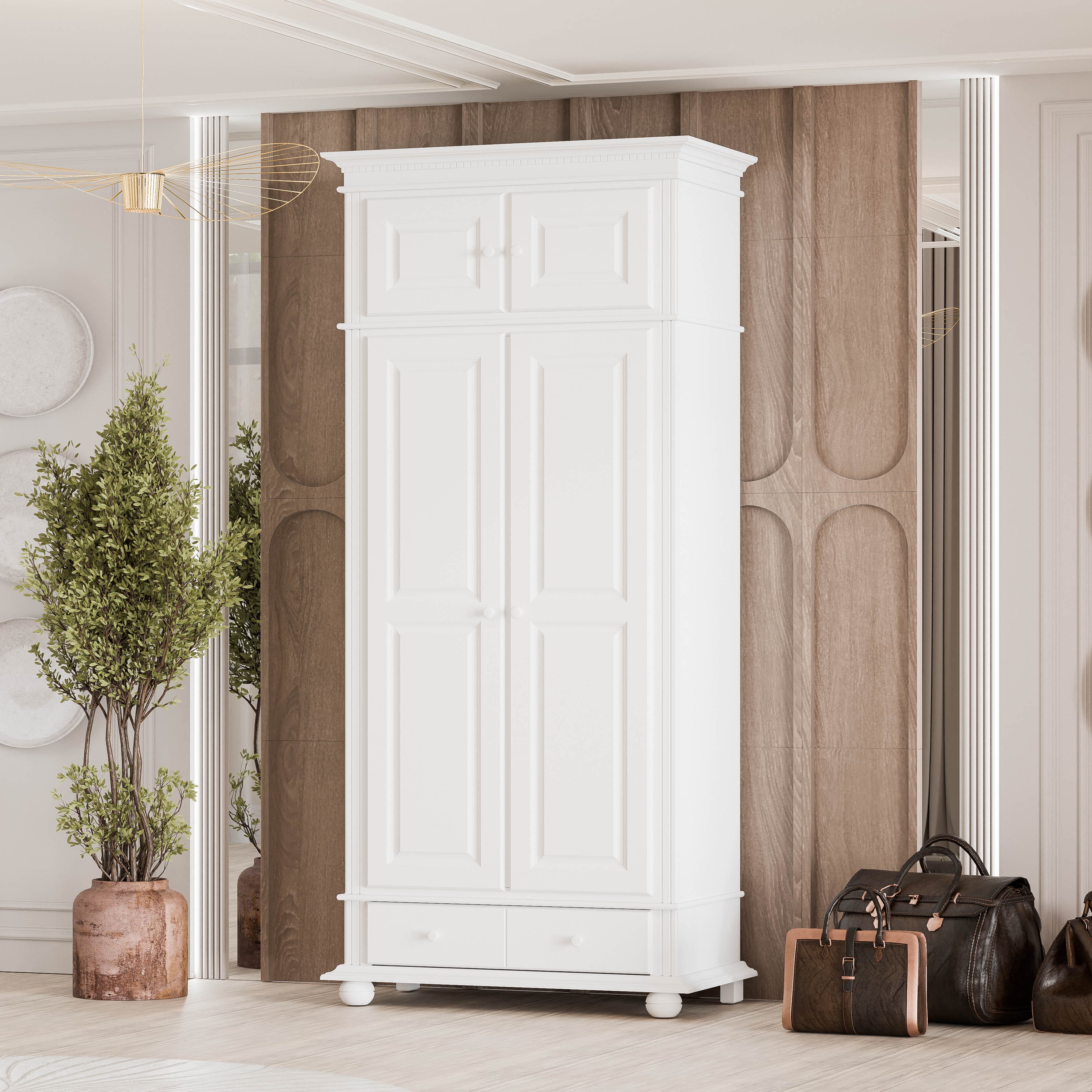 Fjord Massivholzschrank, 2 Türen mit Aufsatz, 110 cm