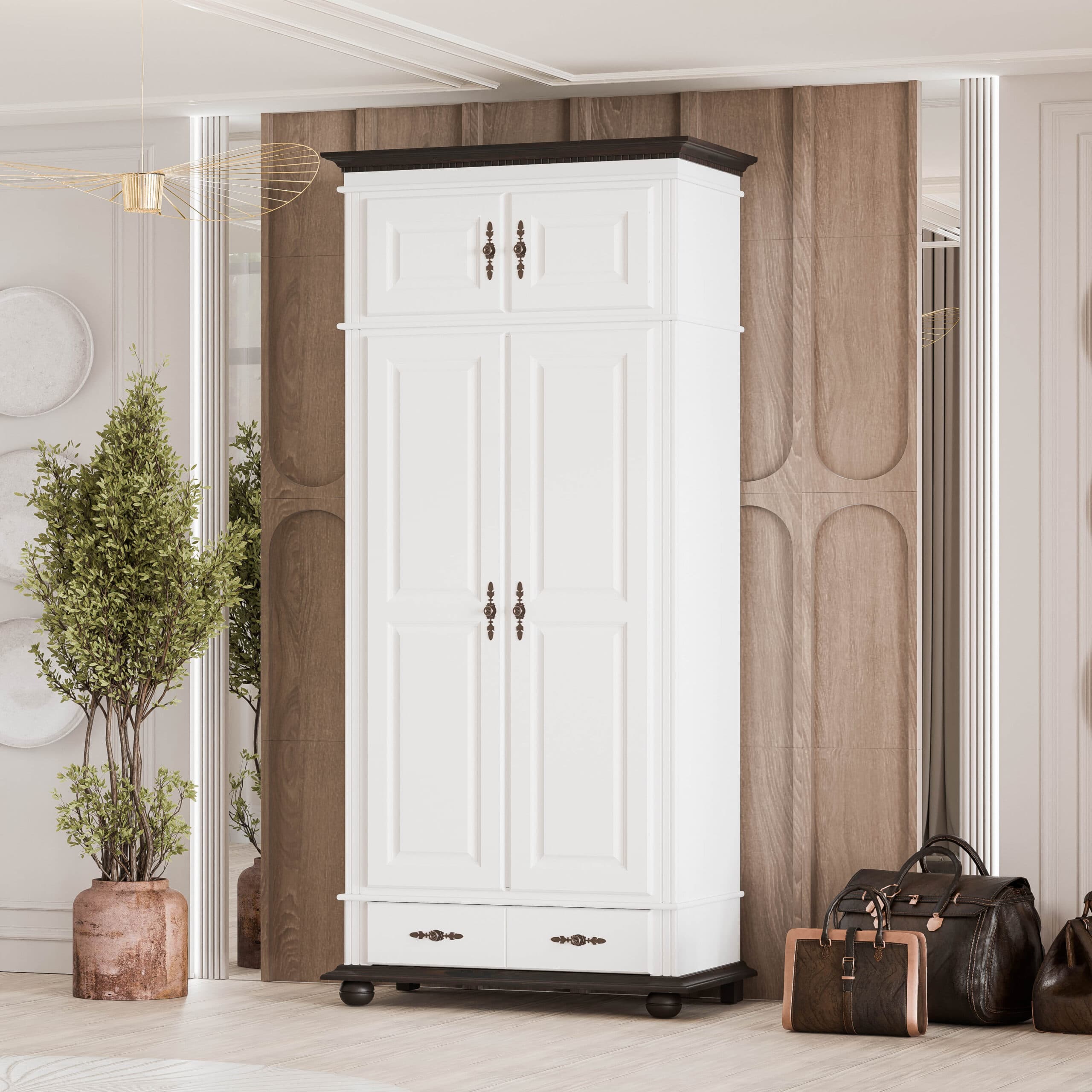 Fjord Massivholzschrank, 2 Türen mit Aufsatz, 110 cm