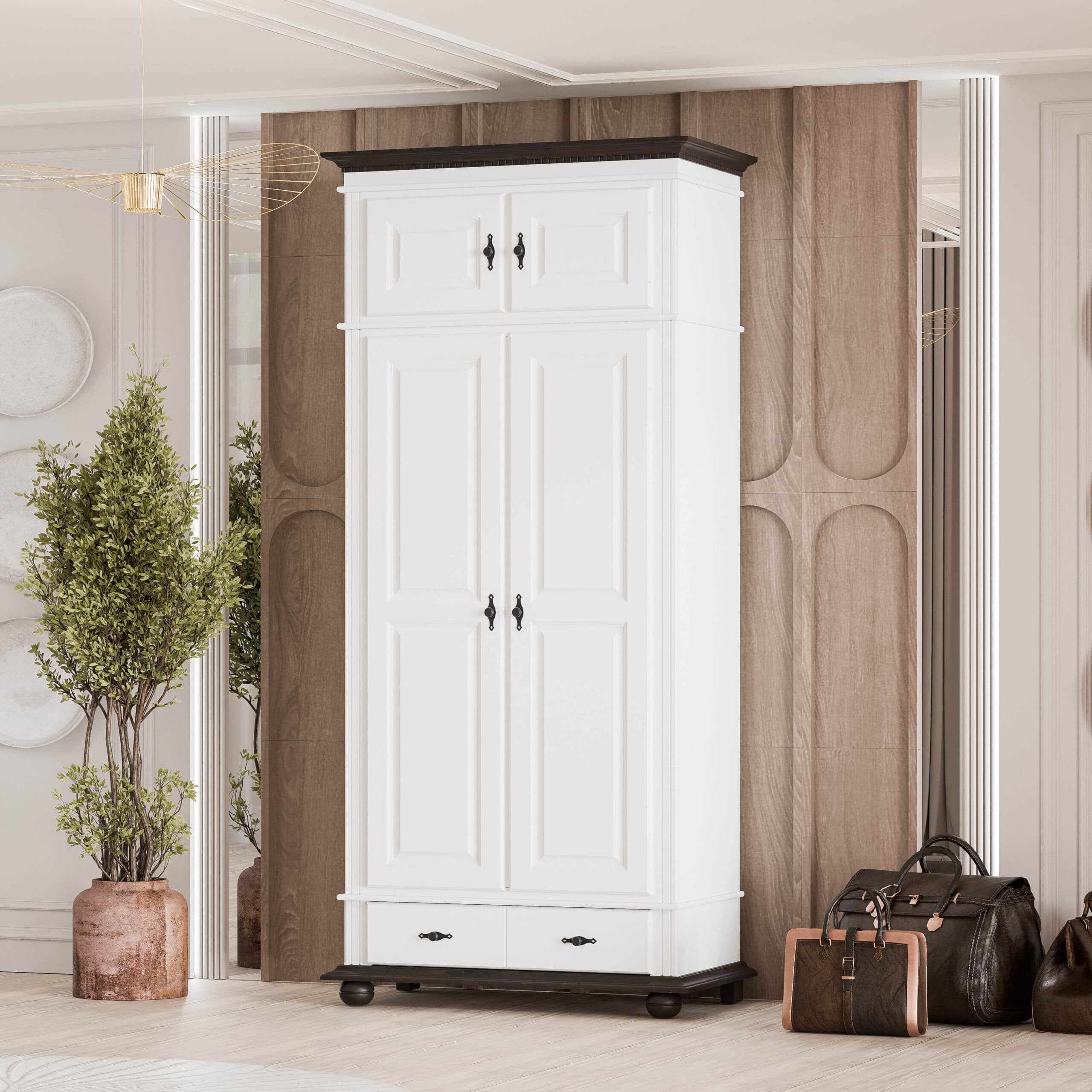 Fjord Massivholzschrank, 2 Türen mit Aufsatz, 110 cm