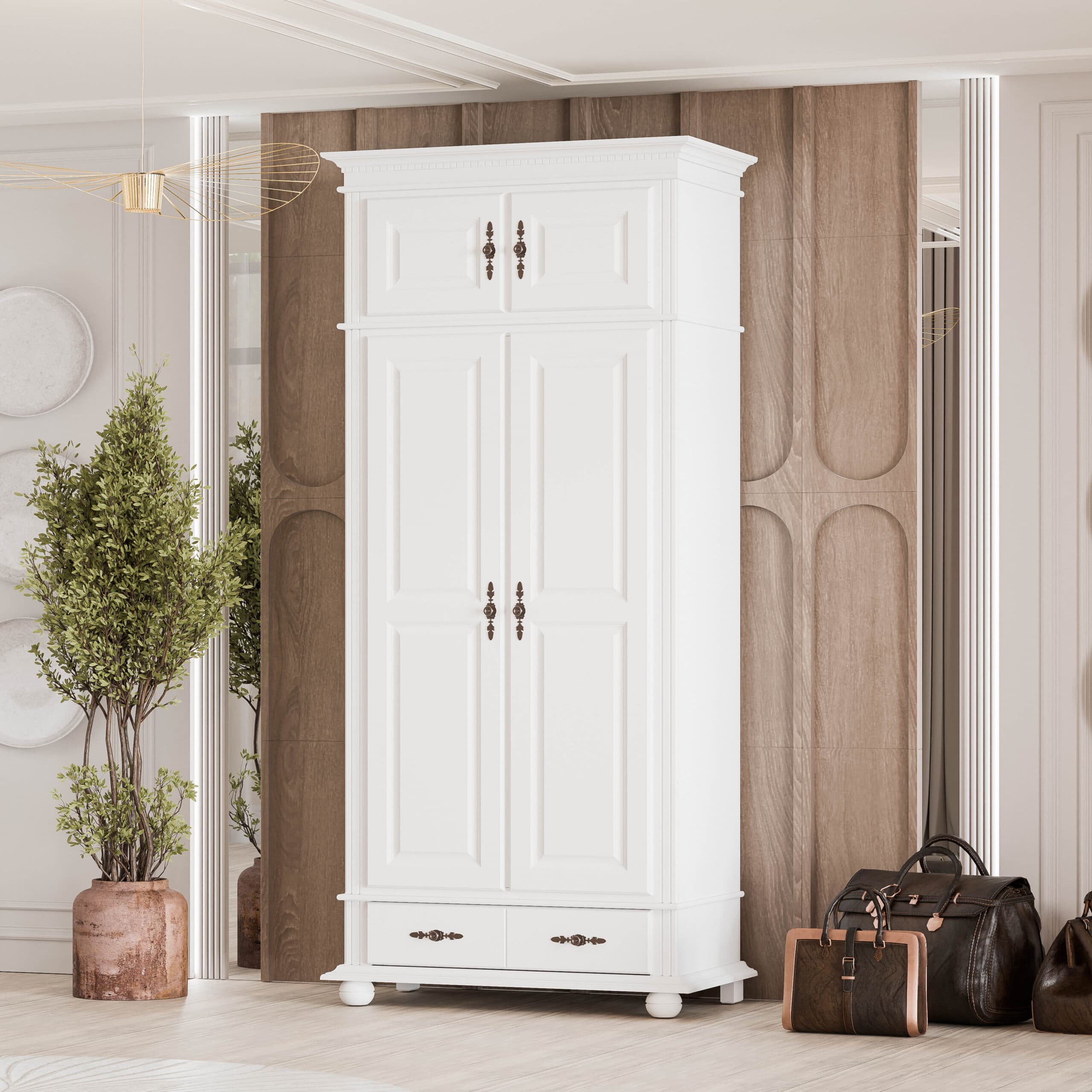 Fjord Massivholzschrank, 2 Türen mit Aufsatz, 110 cm