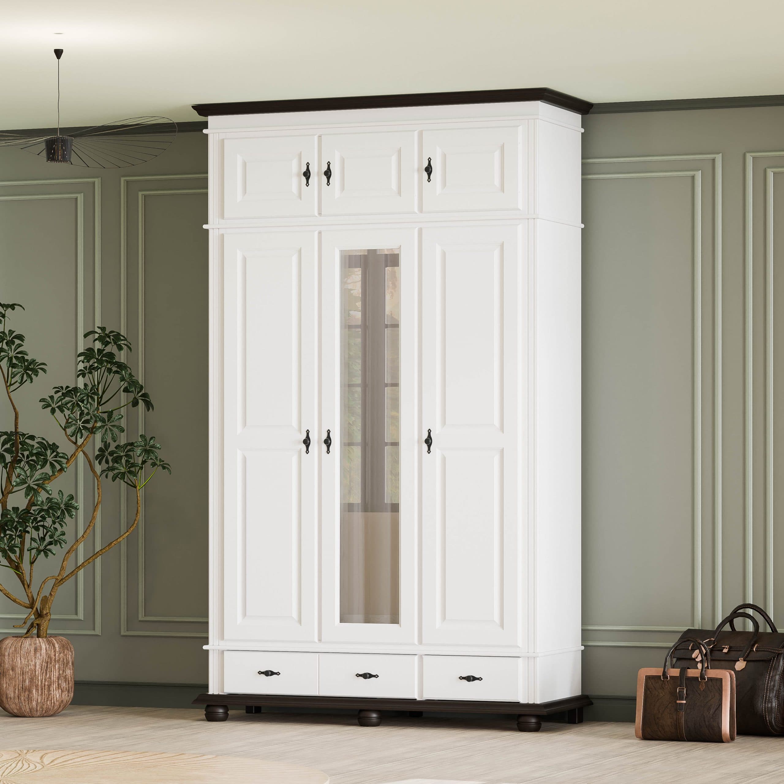 Massivholzschrank Nordby mit 3 Türen und 2 Schubladen, 260 cm