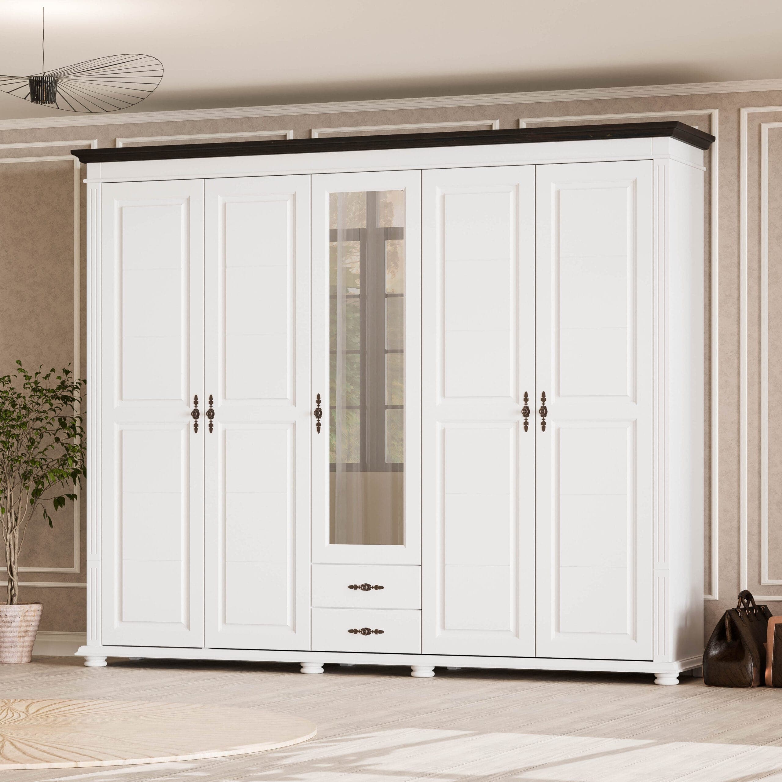 Massivholzschrank „Skagen“ mit 5 Türen, 242 cm