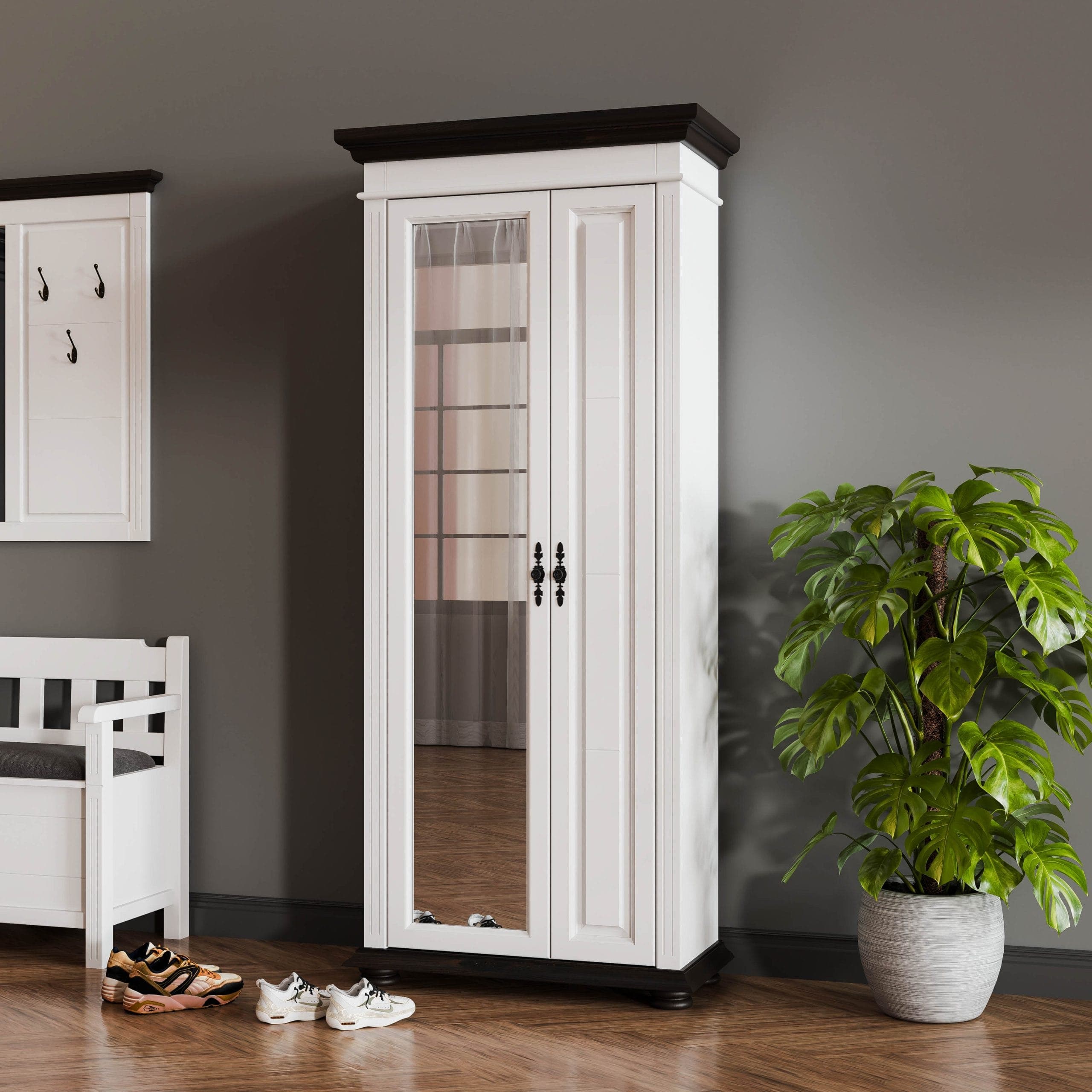 Asymmetrischer Massivholzschrank Skagen für den Flur