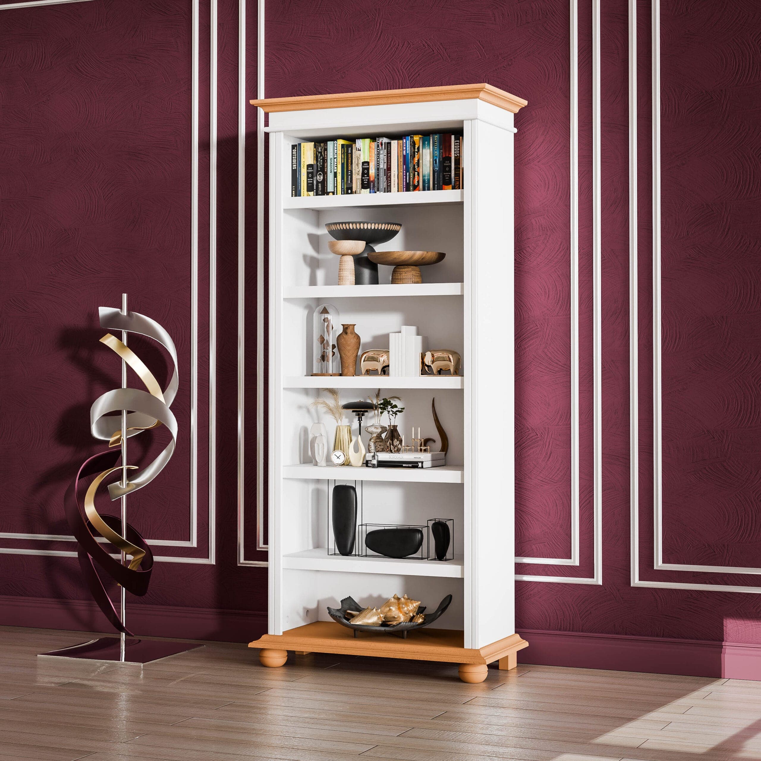 Regal Nordby aus Massivholz für Bücher und Deko
