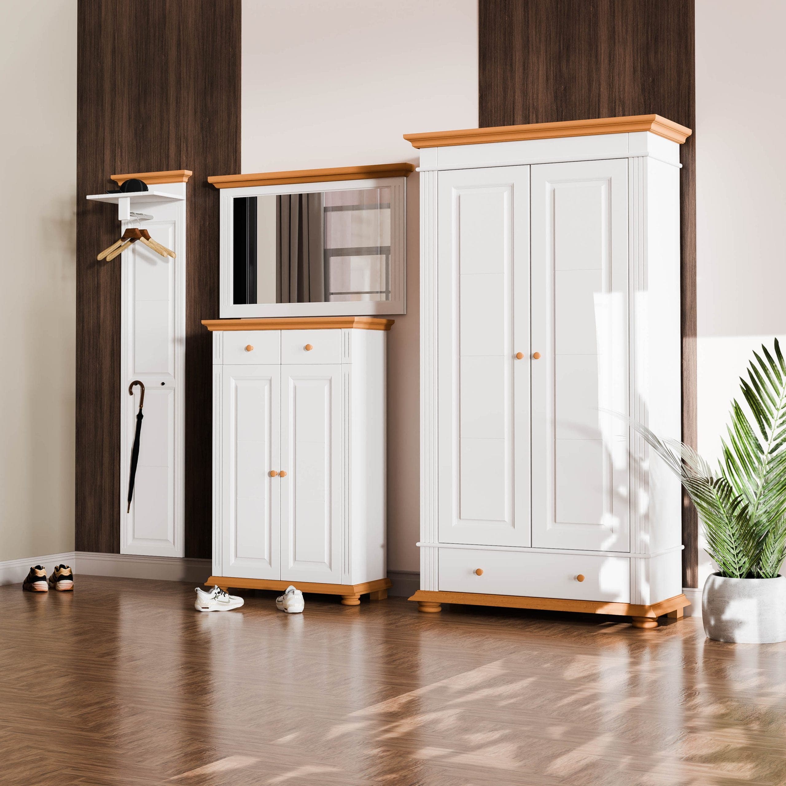Flur-Garderobe „Skagen 6“ aus massivem Fichtenholz