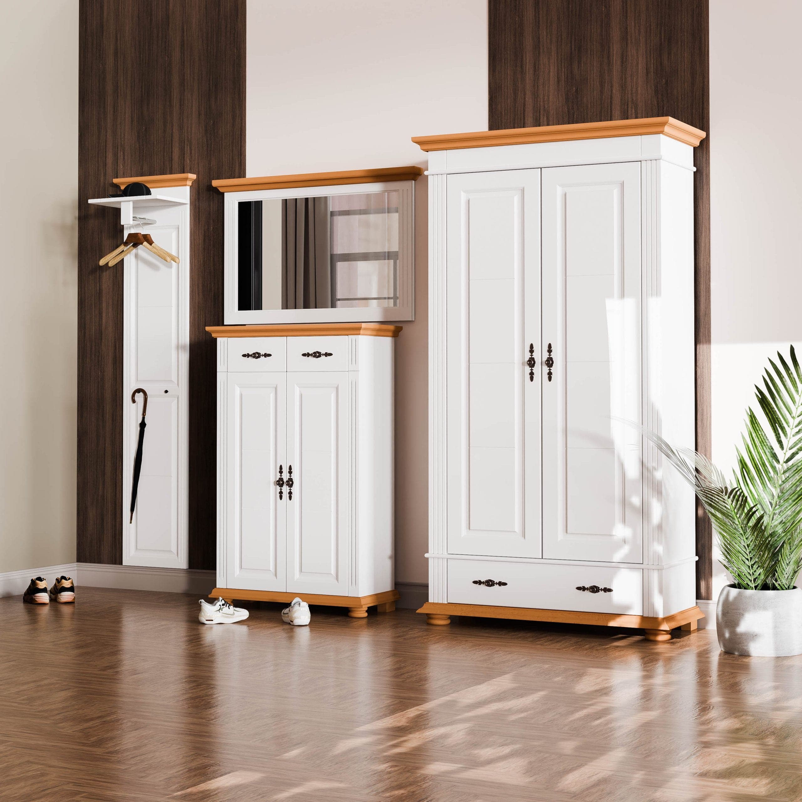 Flur-Garderobe „Skagen 6“ aus massivem Fichtenholz