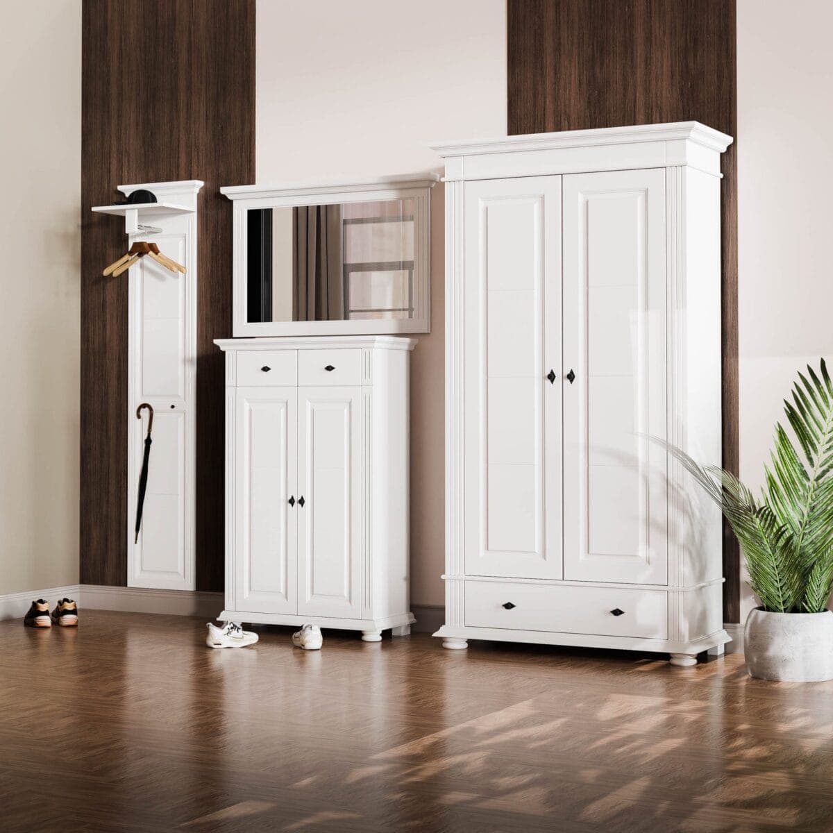 Flur-Garderobe „Skagen 6“ aus massivem Fichtenholz