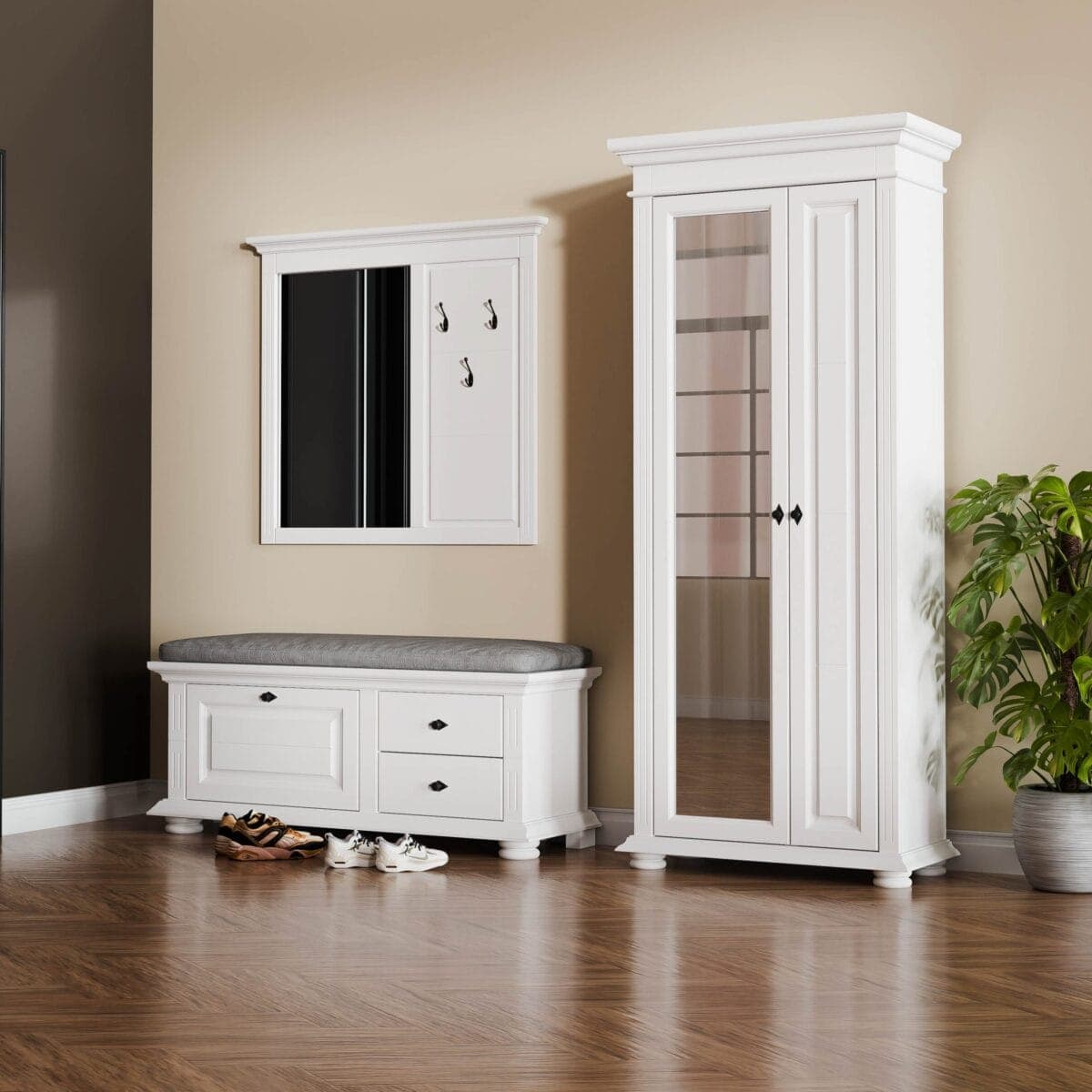 Flur-Garderobe „Skagen 5“ aus massivem Fichtenholz