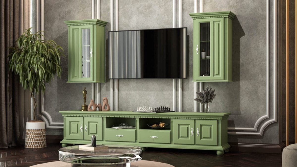 Wohnzimmer-Set Fjord Salbei mit 250-cm-Kommode