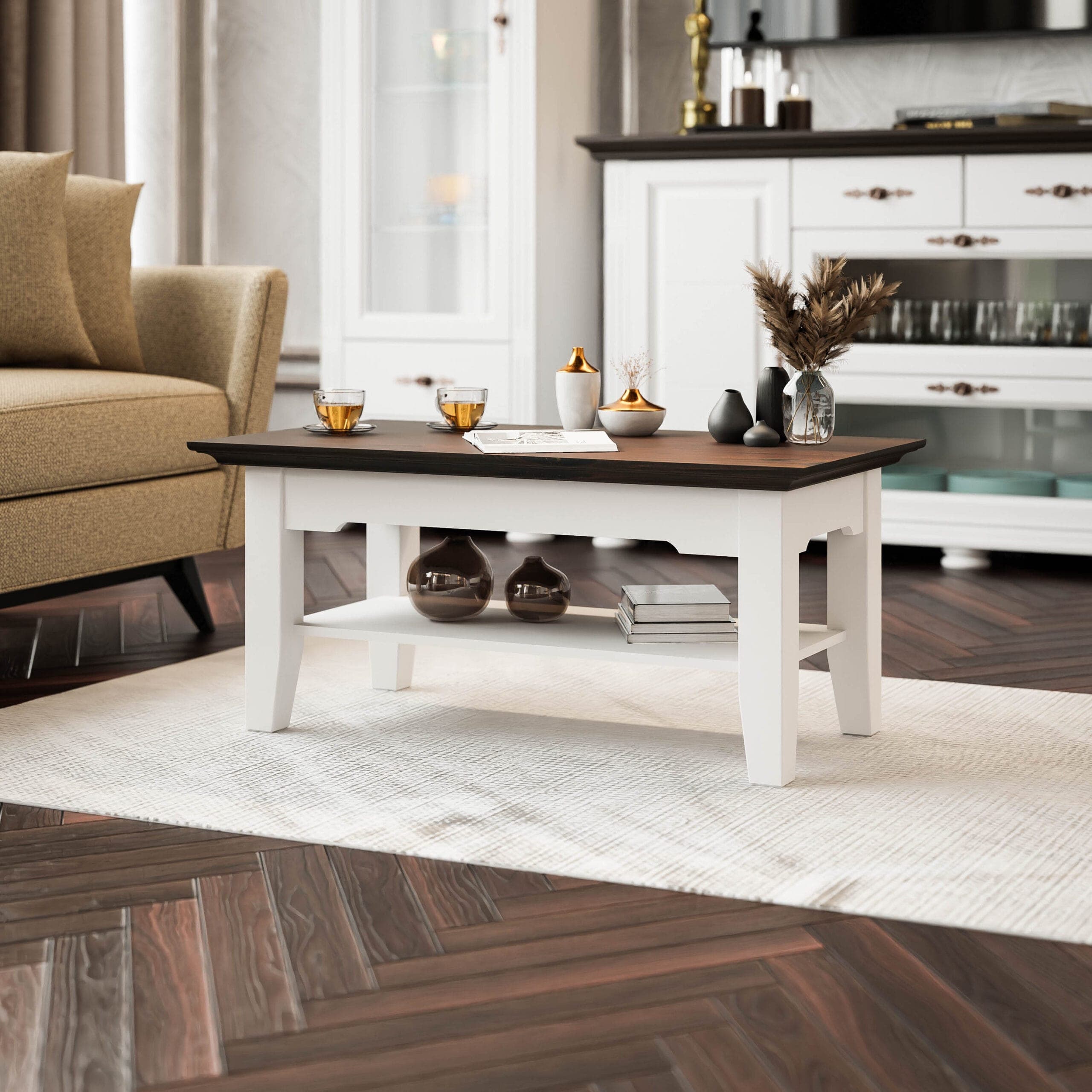 Skagen Couchtisch aus Massivholz mit praktischer Ablage