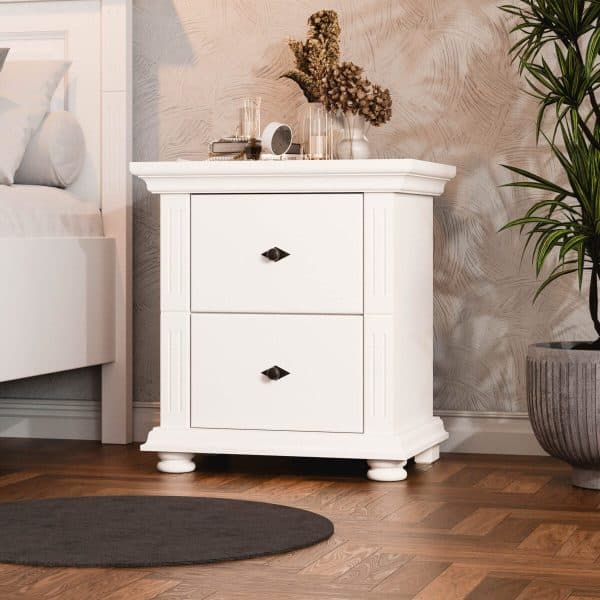 Massivholz-Nachttisch „Skagen“ mit 2 Schubladen