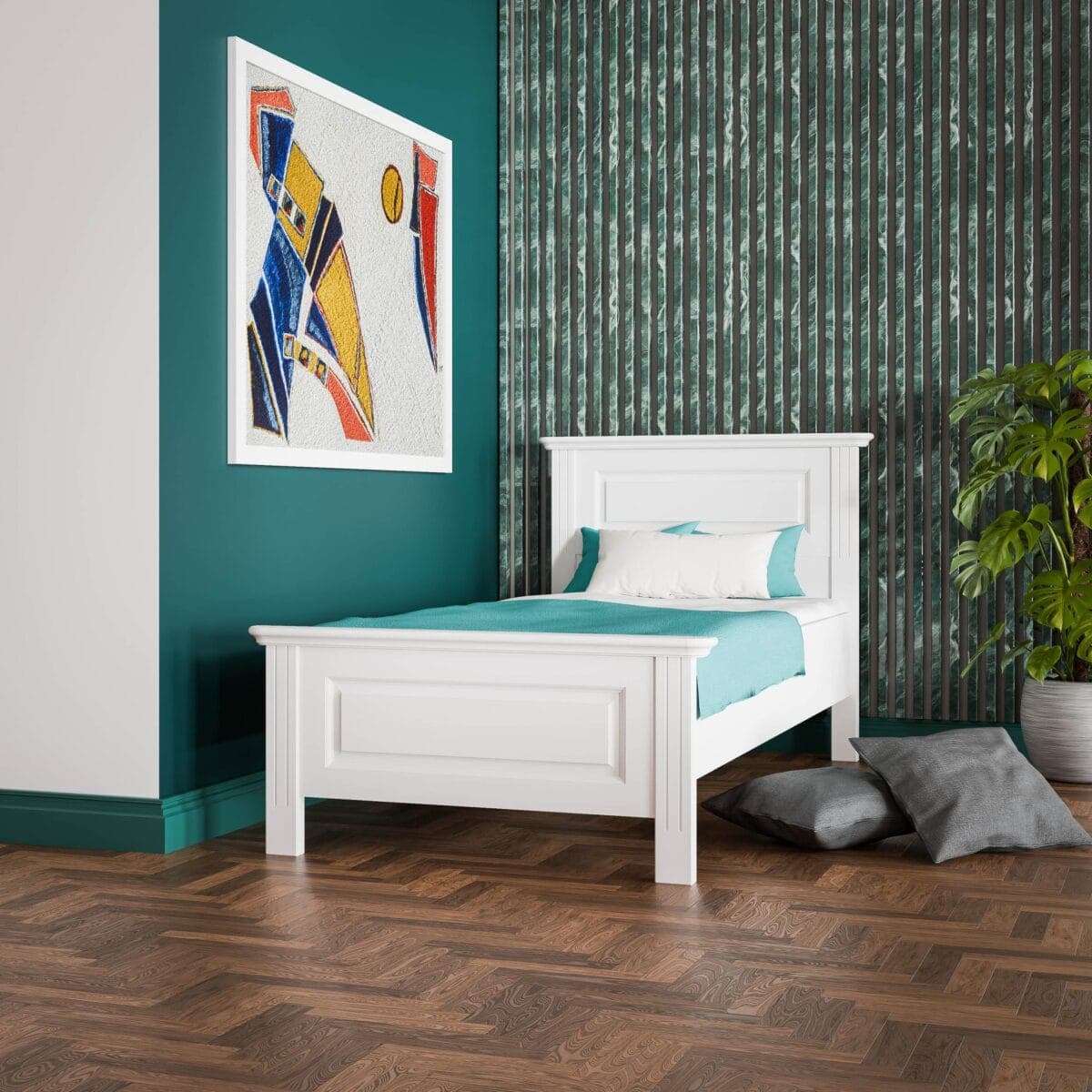 Massivholzbett „Nordby“ 90 cm mit Matratzenstützen