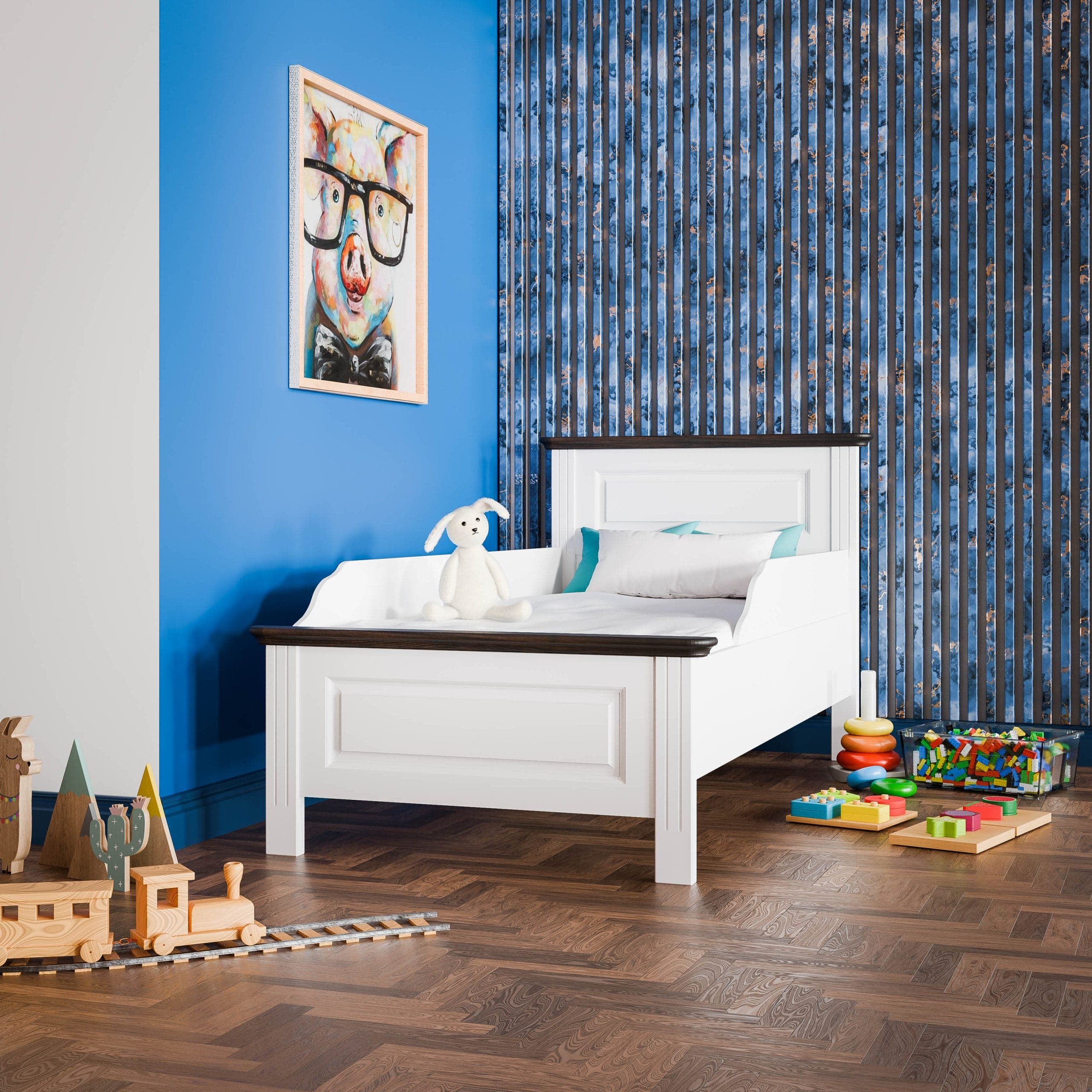 Nordby-Kinderbett aus Massivholz, 90 cm mit Seitenschutz