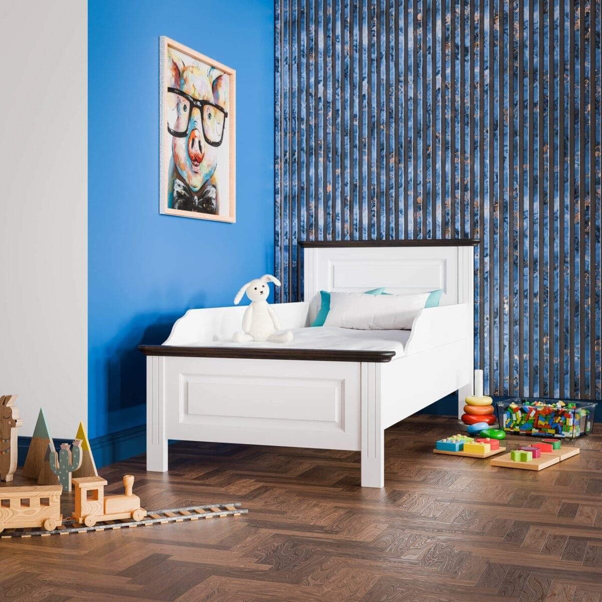 Nordby-Kinderbett aus Massivholz, 90 cm mit Seitenschutz