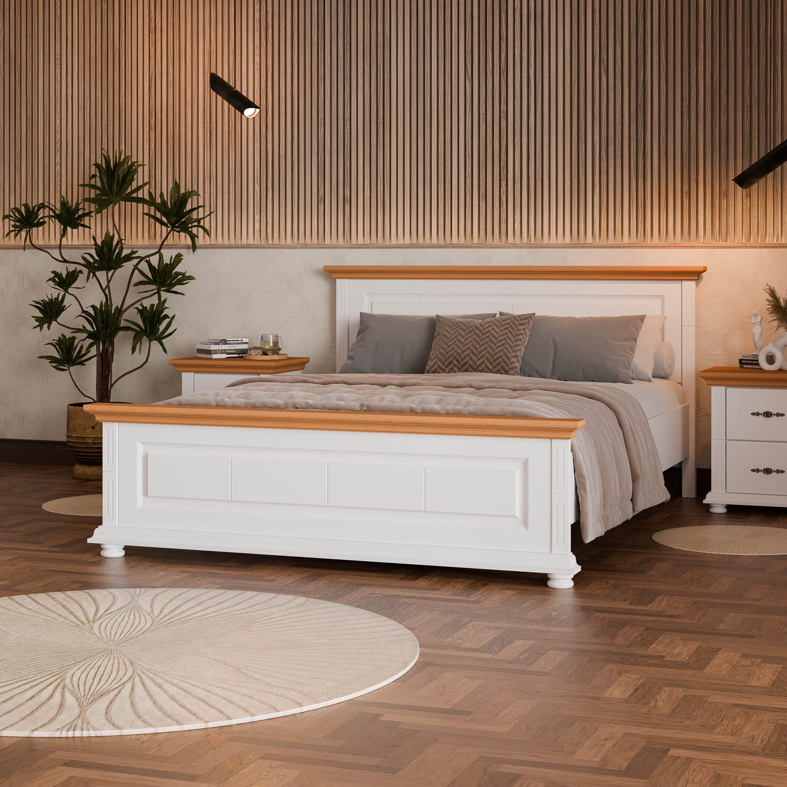 Massivholzbett Skagen 180 cm mit großem Kopfteil