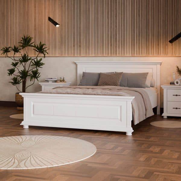Massivholzbett Skagen 140 cm mit großem Kopfteil