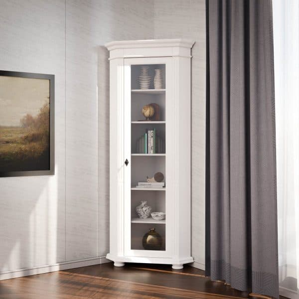 Eckvitrine Skagen mit Glasfront aus Massivholz
