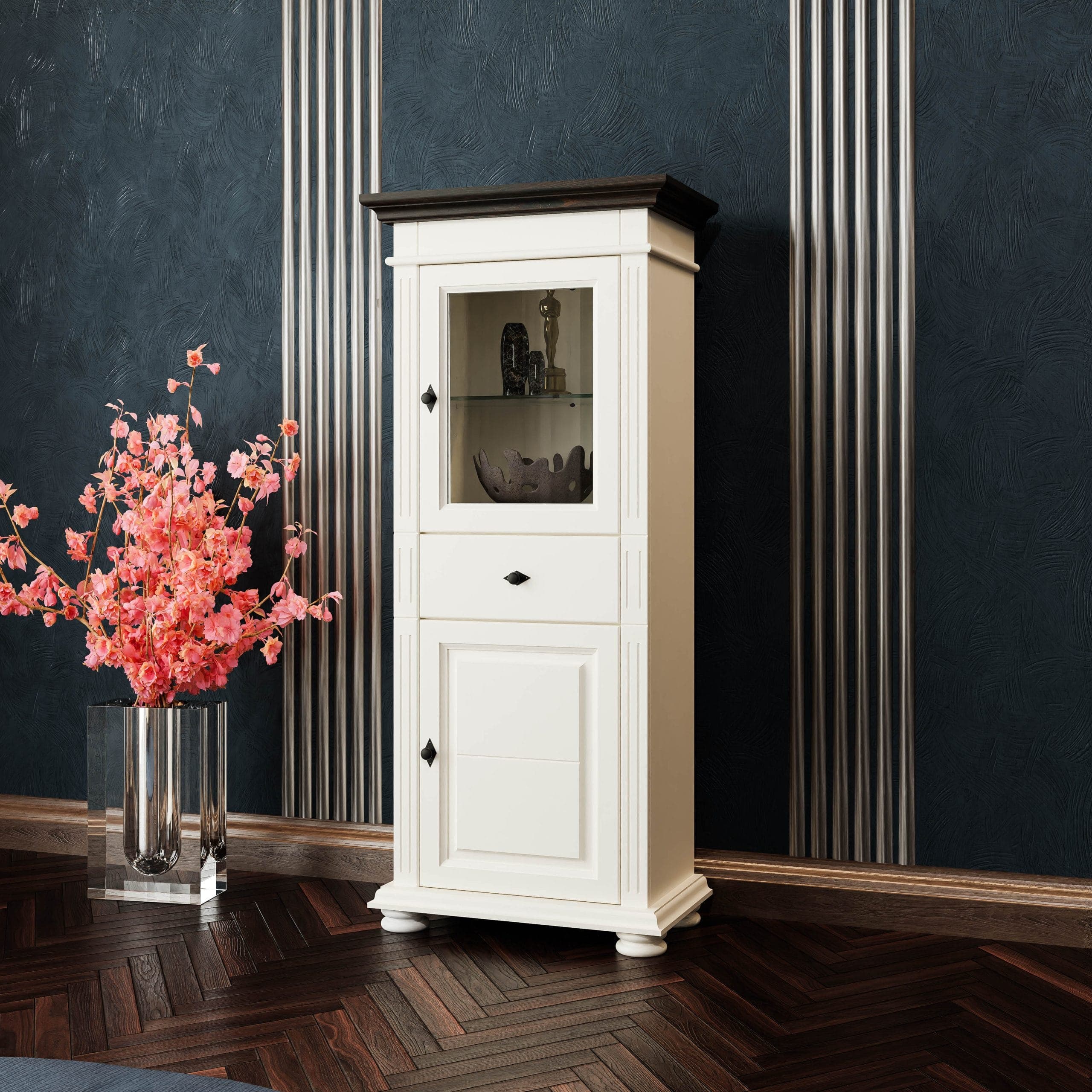 Vitrine Skagen Klein aus Massivholz in Vanille